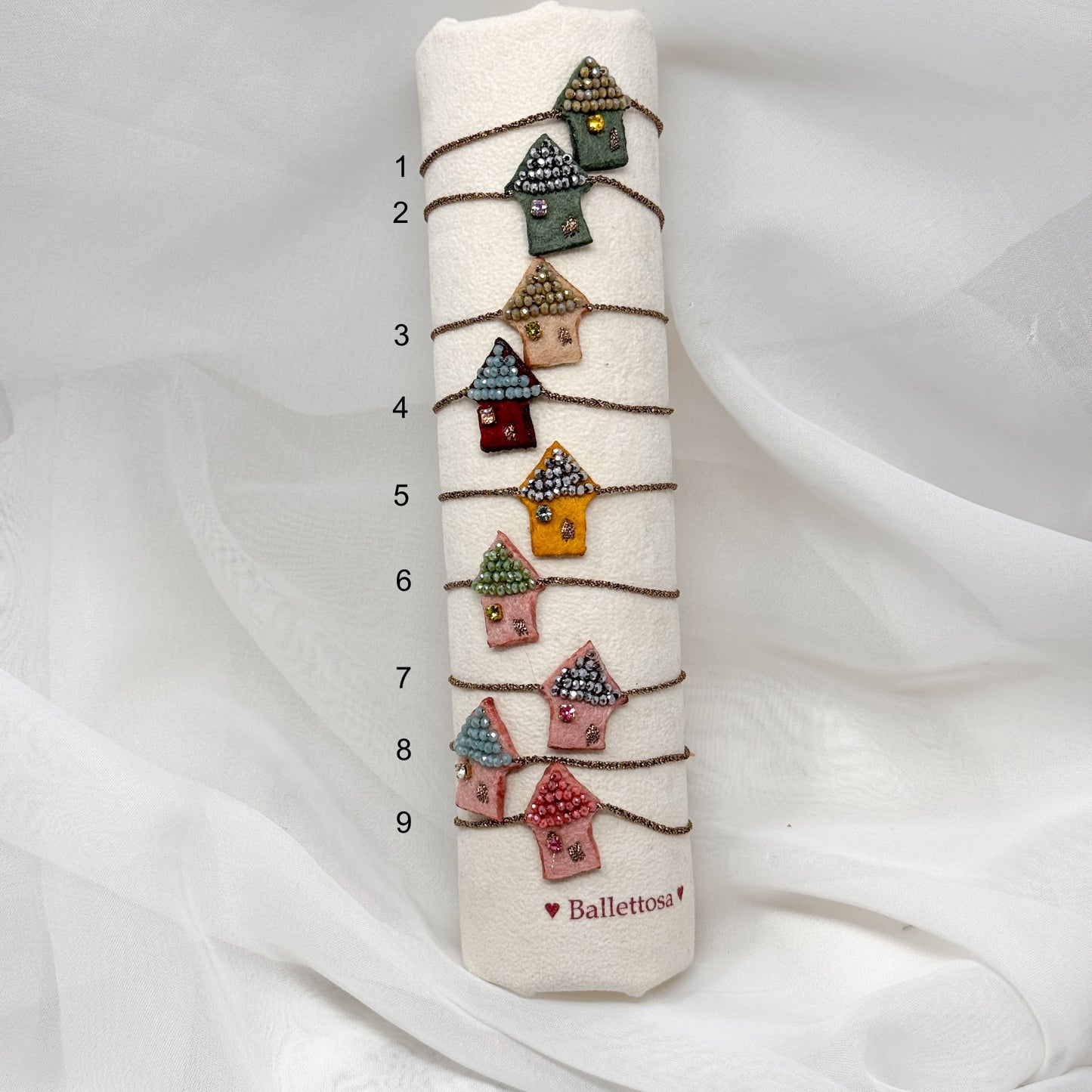 Bracciale casetta in feltro e cristalli - Lumiere Bijoux