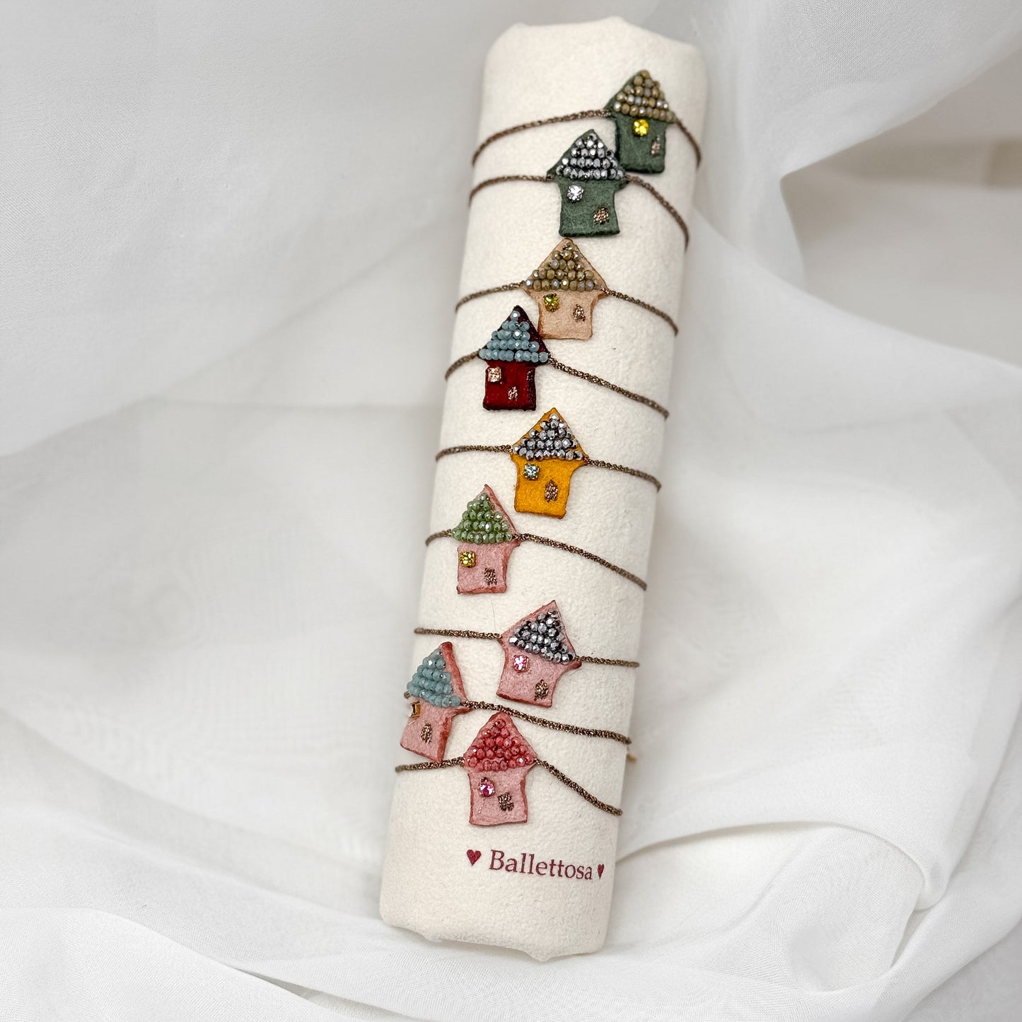 Bracciale casetta in feltro e cristalli - Lumiere Bijoux