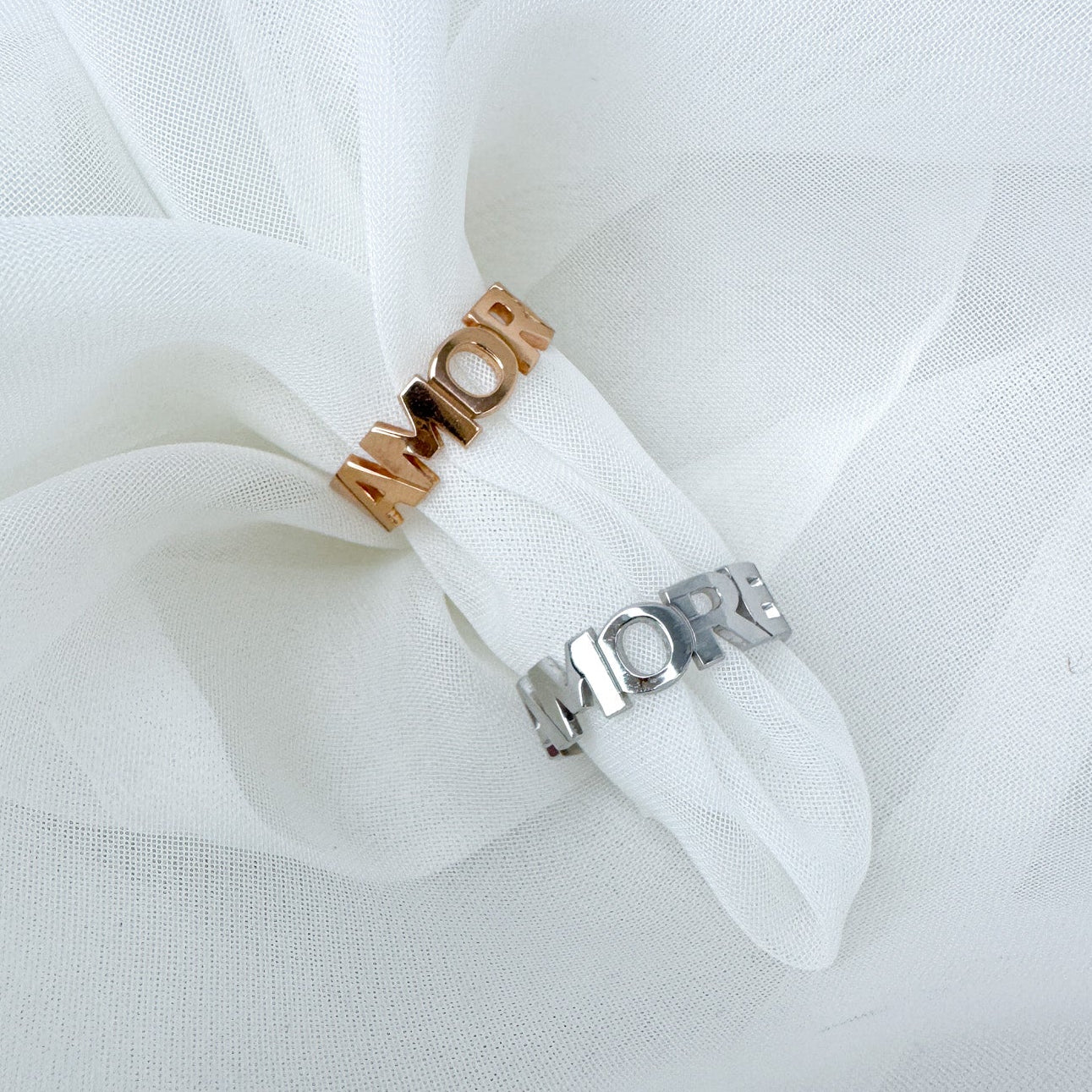 Anello fedina regolabile "AMORE" in argento 925 - Lumiere Bijoux