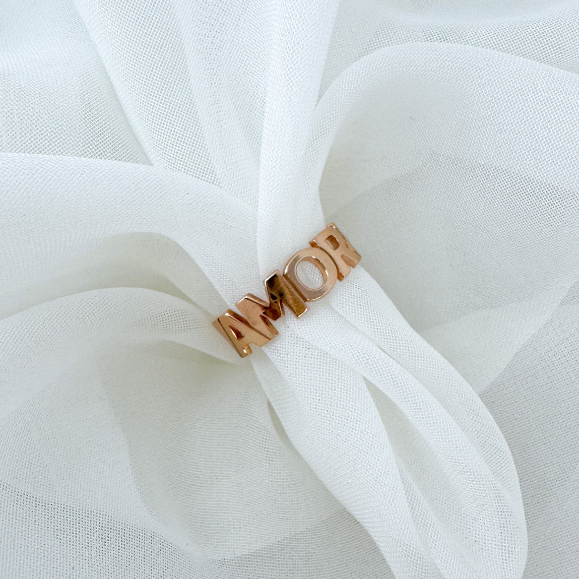 Anello fedina regolabile "AMORE" in argento 925 - Lumiere Bijoux