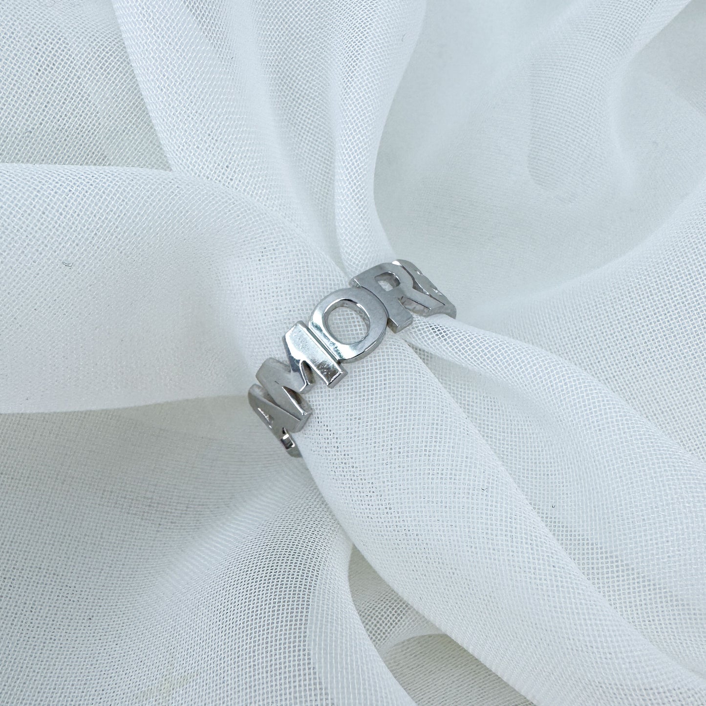 Anello fedina regolabile "AMORE" in argento 925 - Lumiere Bijoux