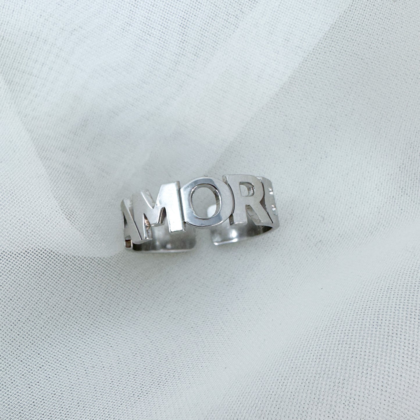 Anello fedina regolabile "AMORE" in argento 925 - Lumiere Bijoux