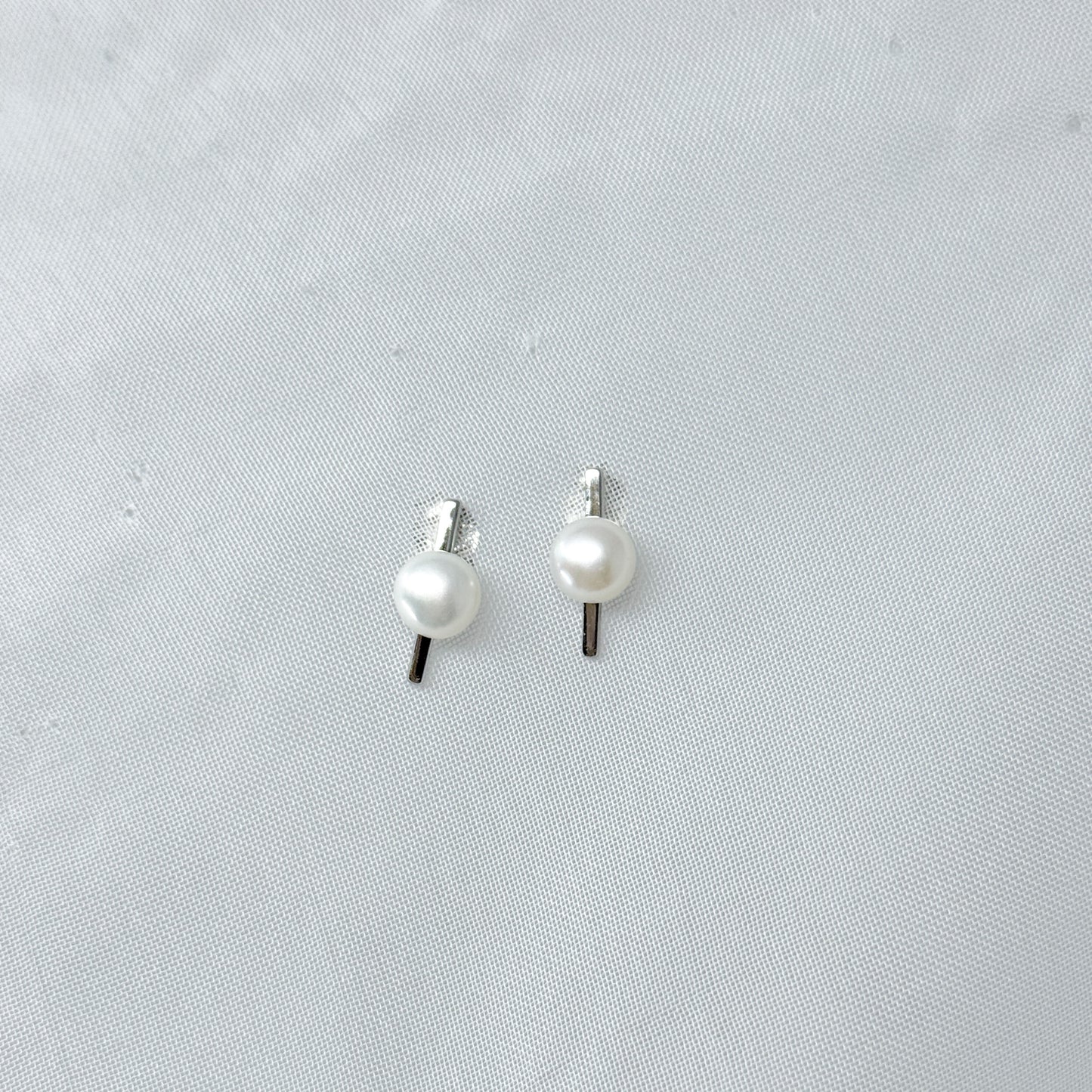 Coppia orecchini barretta e perla in argento 925 - Lumiere Bijoux