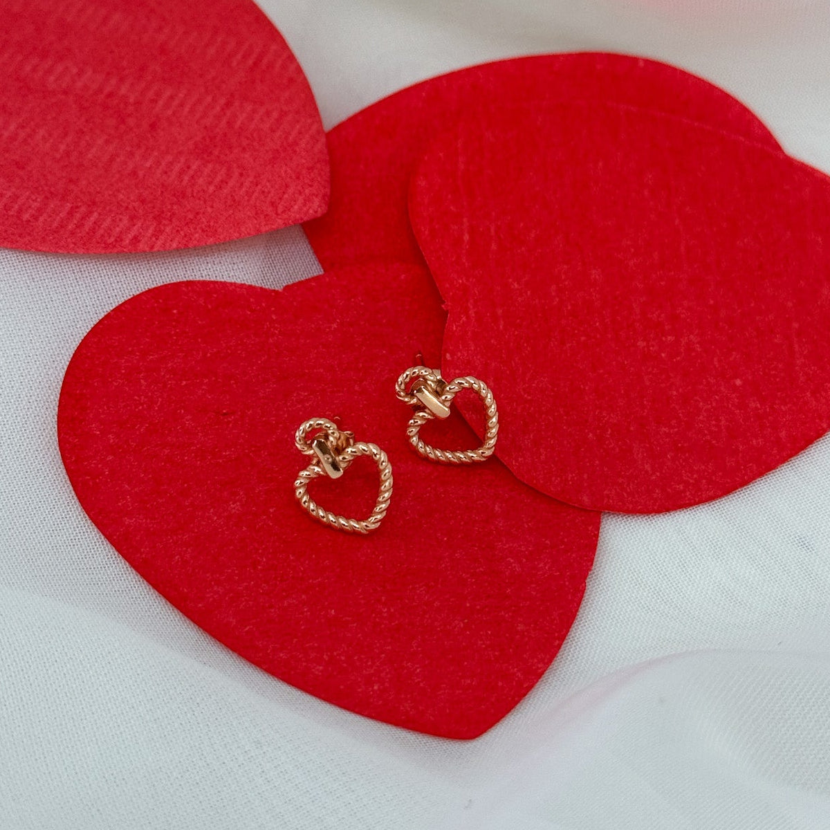 Coppia orecchini lobo cuore torchon - Lumiere Bijoux