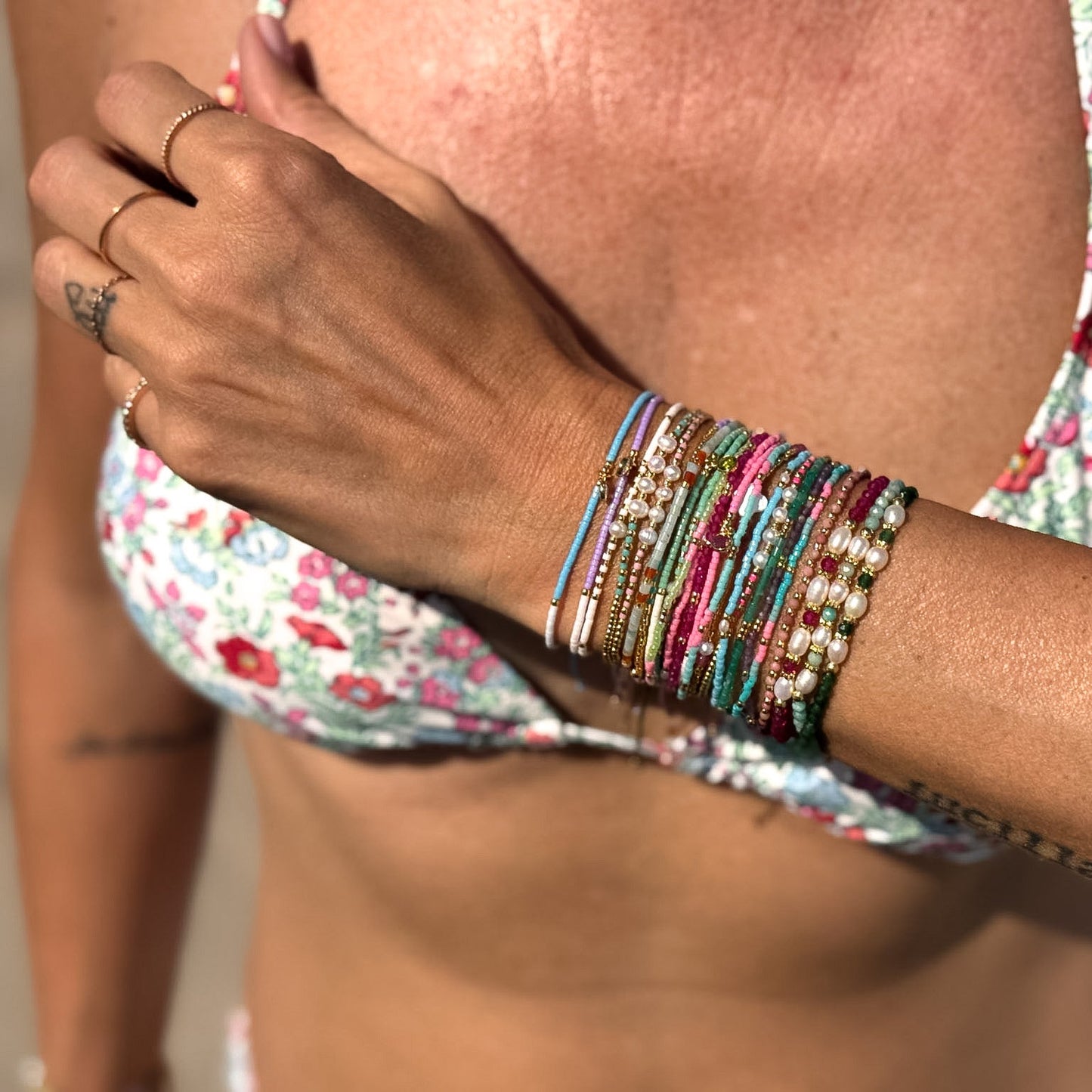 Bracciale elastico perle miyuki multicolore - Lumiere Bijoux