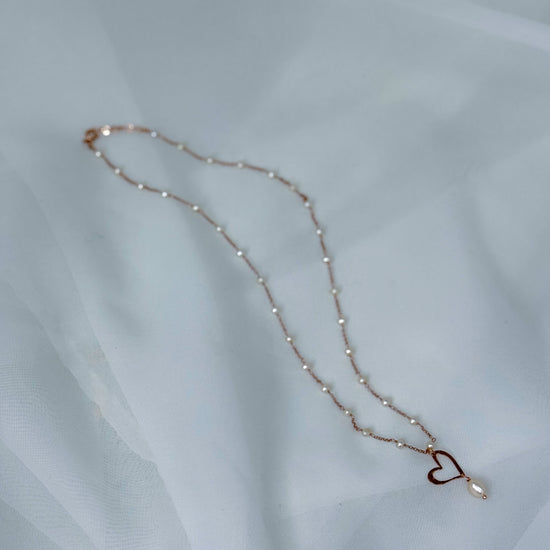 Collana rado perle cm 50 con cuore Corazon pendente