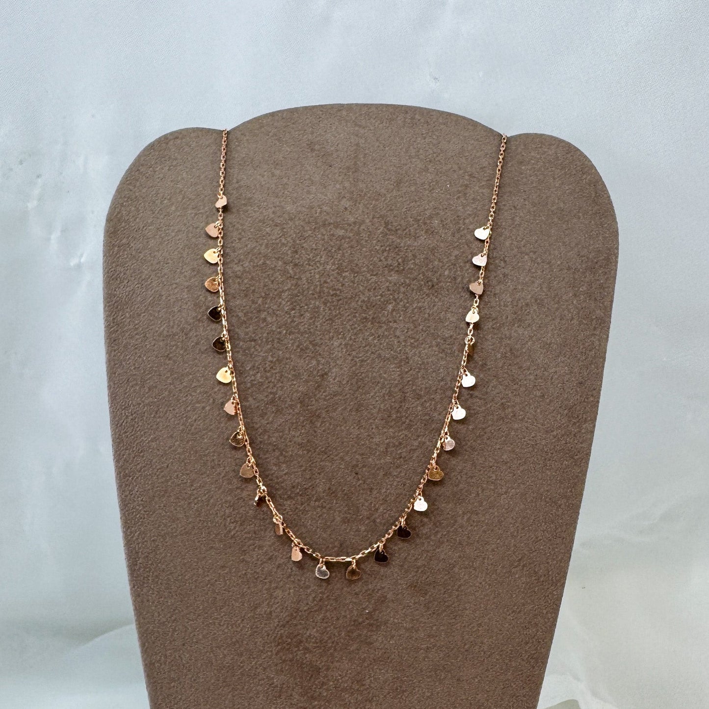 Collana catena grumette cm40 micro cuori pendenti - Lumiere Bijoux