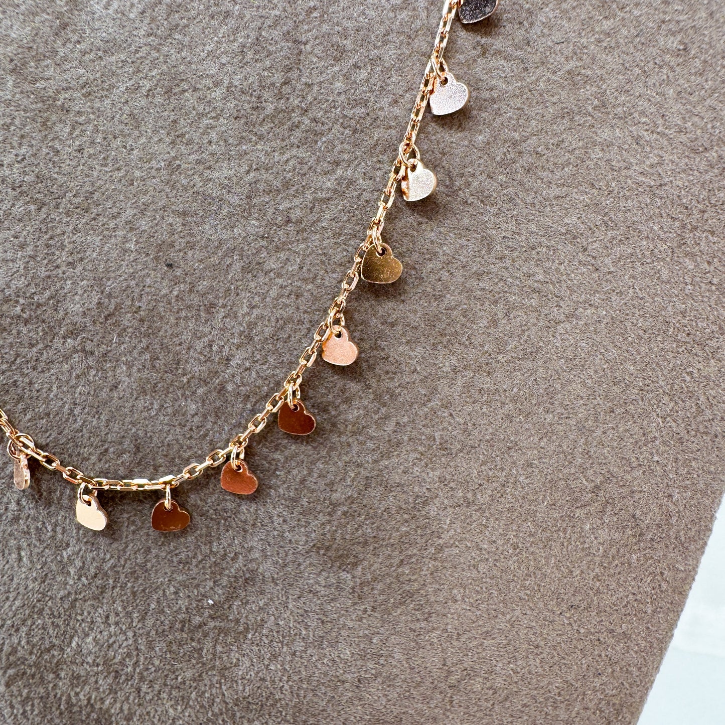 Collana catena grumette cm40 micro cuori pendenti - Lumiere Bijoux