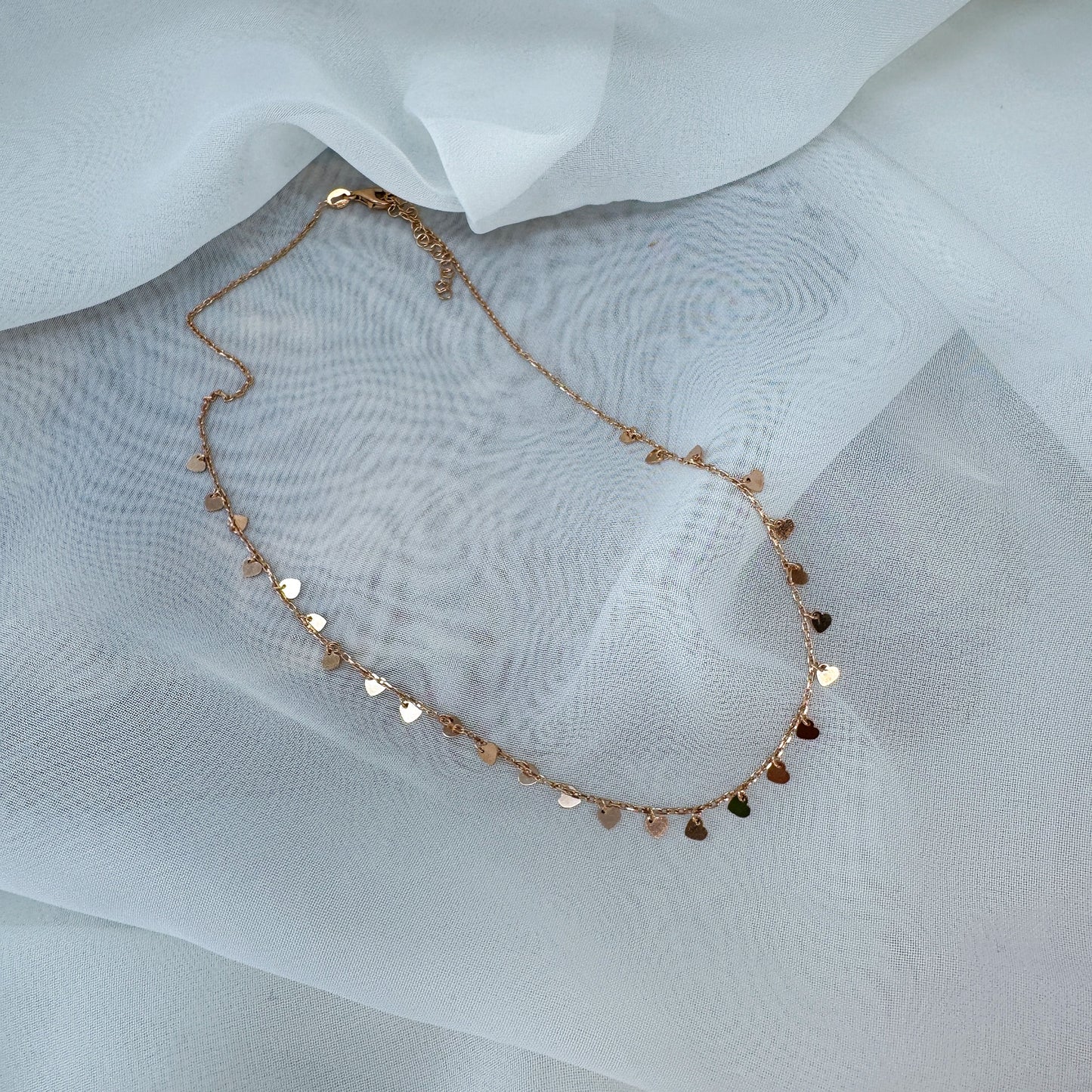 Collana catena grumette cm40 micro cuori pendenti - Lumiere Bijoux