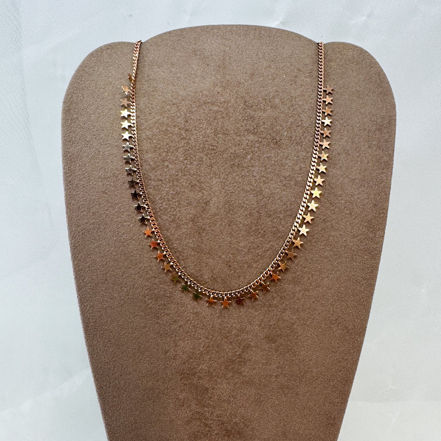 Collana catena grumette cm40 micro stelle pendenti - Lumiere Bijoux