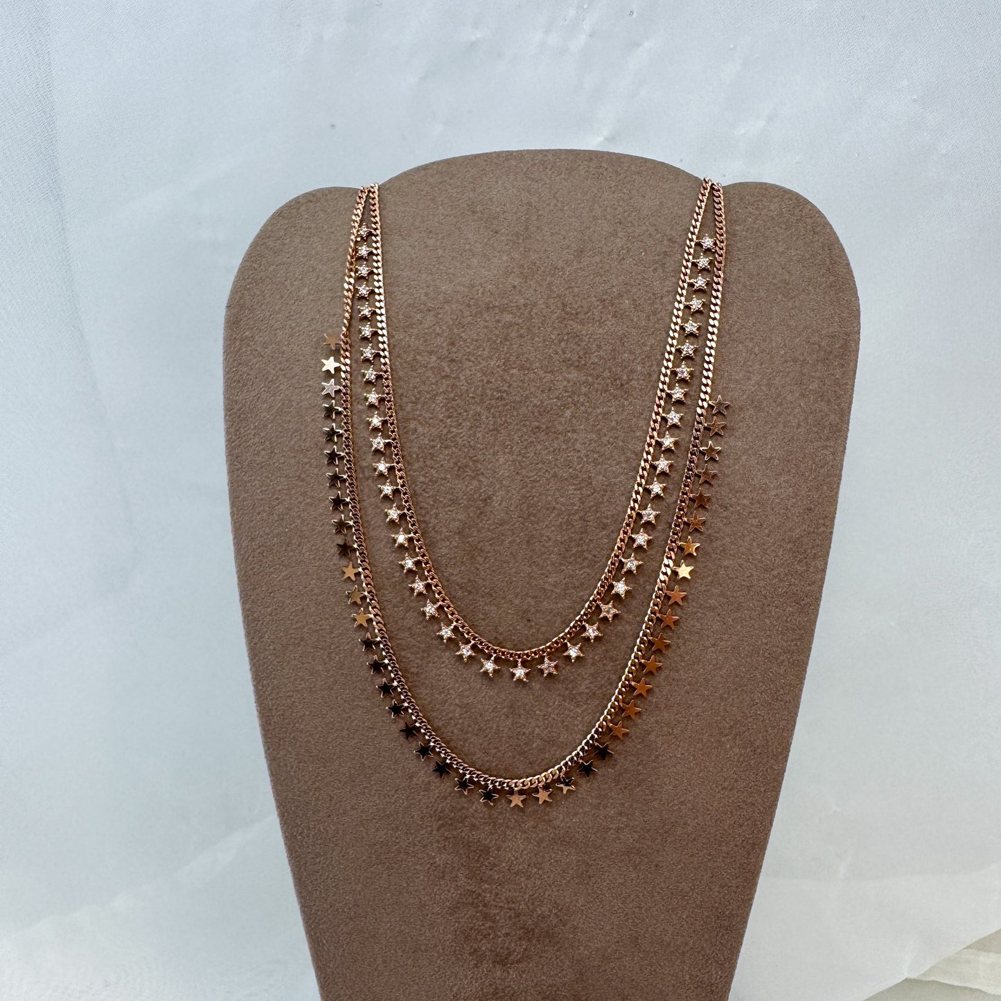 Collana catena grumette cm40 micro stelle pendenti - Lumiere Bijoux