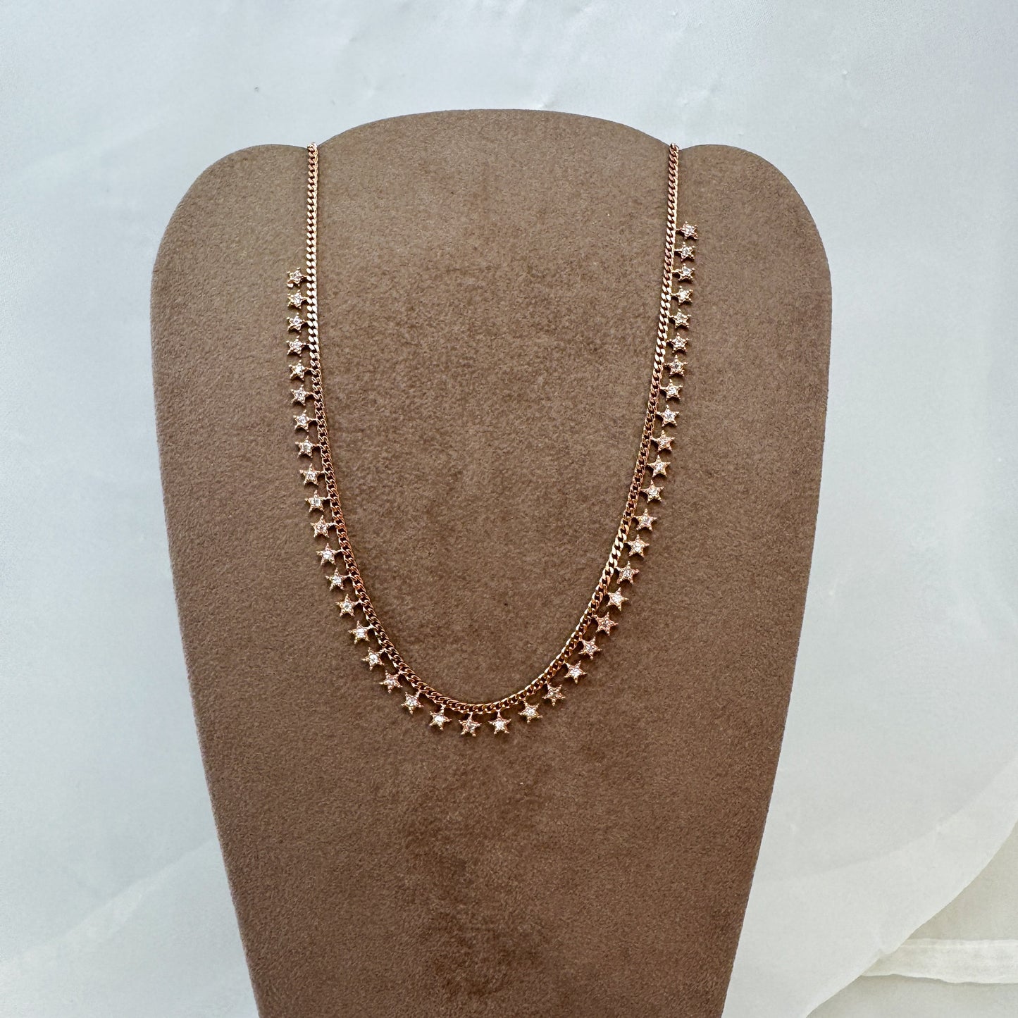 Collana catena grumette cm40 micro stelle pendenti - Lumiere Bijoux