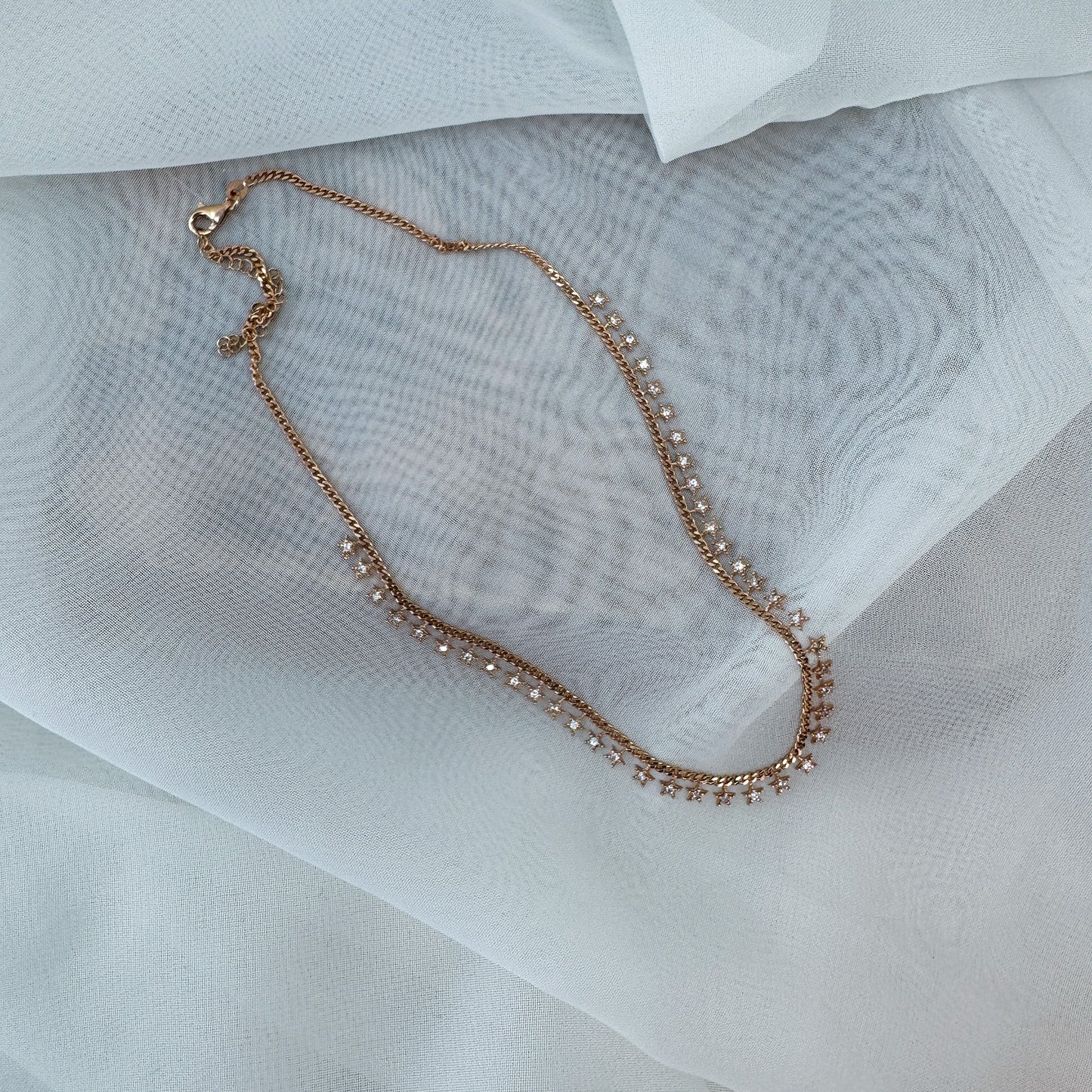 Collana catena grumette cm40 micro stelle pendenti - Lumiere Bijoux