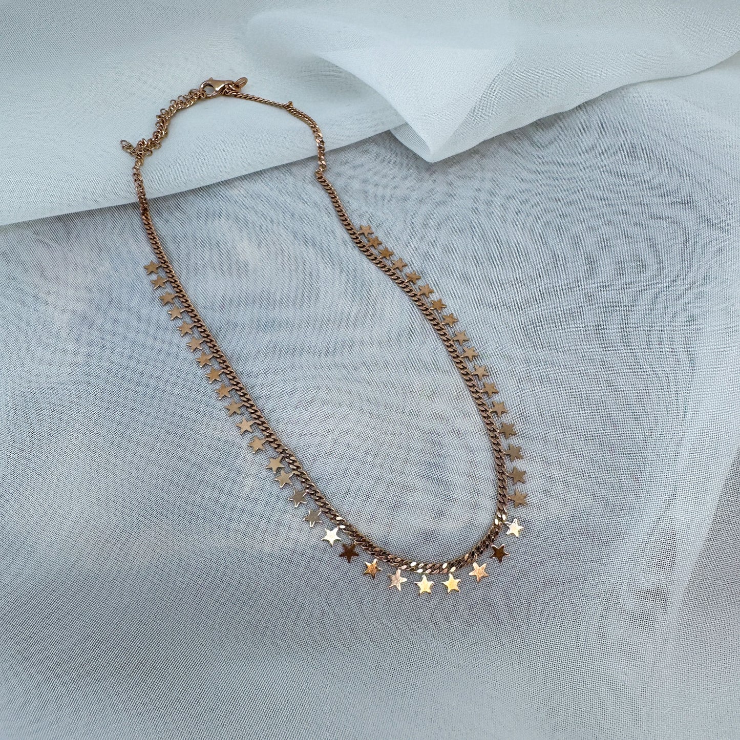 Collana catena grumette cm40 micro stelle pendenti - Lumiere Bijoux