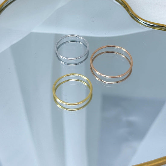 Anello fedina liscia rosè - argento - oro giallo - Lumiere Bijoux