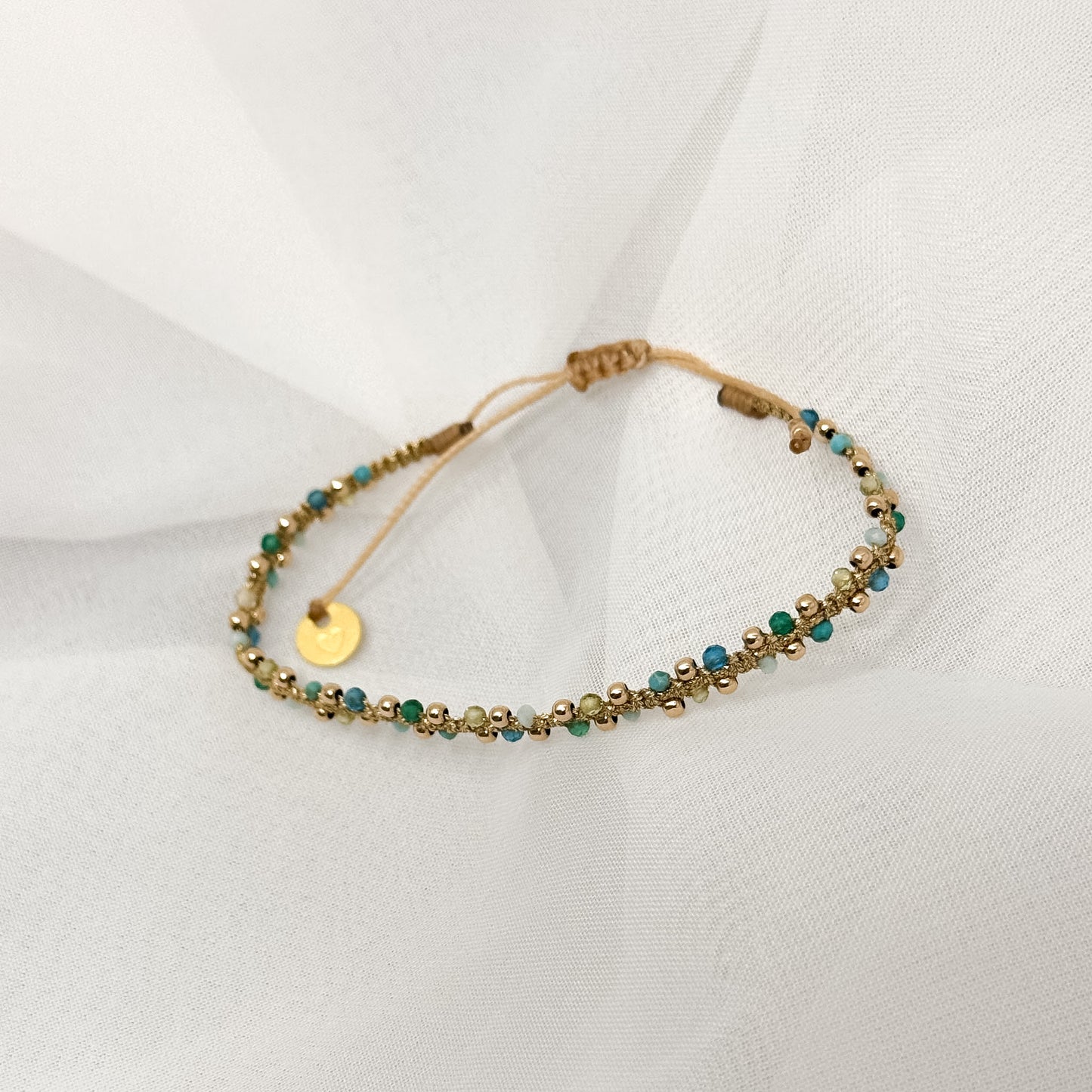 Bracciale Parigi MARA intreccio esclusivo pietre semi preziose 0.4 cm regolabile - Lumiere Bijoux