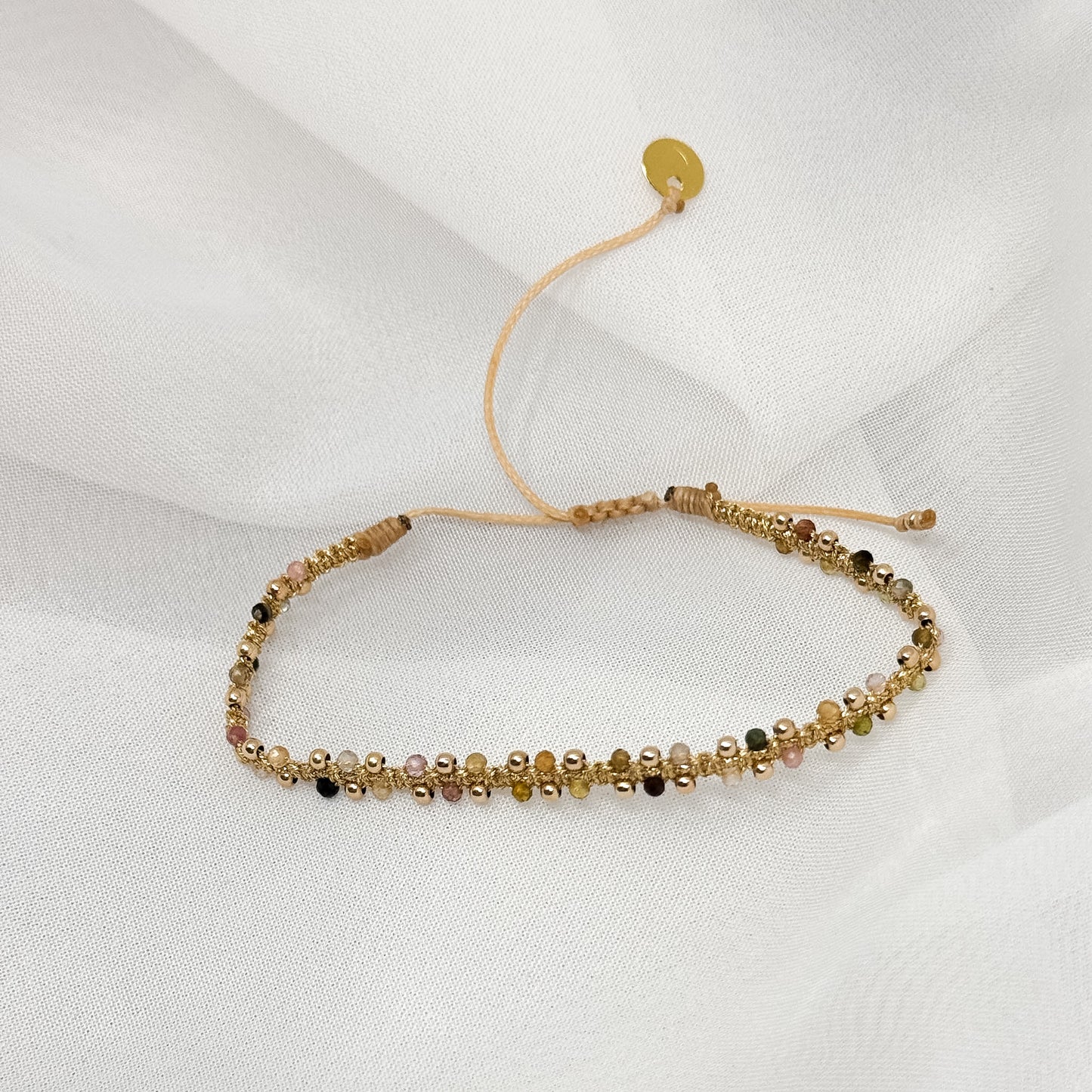 Bracciale Parigi MARA intreccio esclusivo pietre semi preziose 0.4 cm regolabile - Lumiere Bijoux