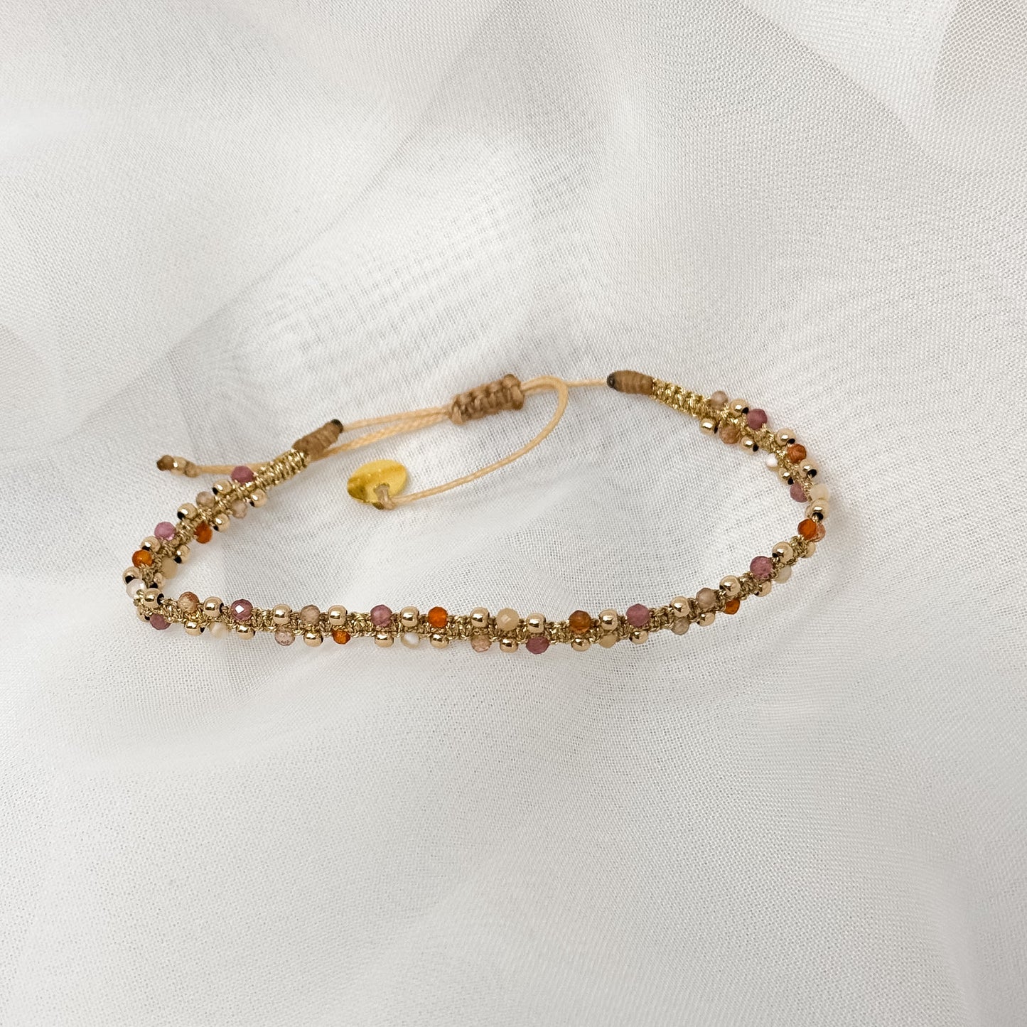 Bracciale Parigi MARA intreccio esclusivo pietre semi preziose 0.4 cm regolabile - Lumiere Bijoux