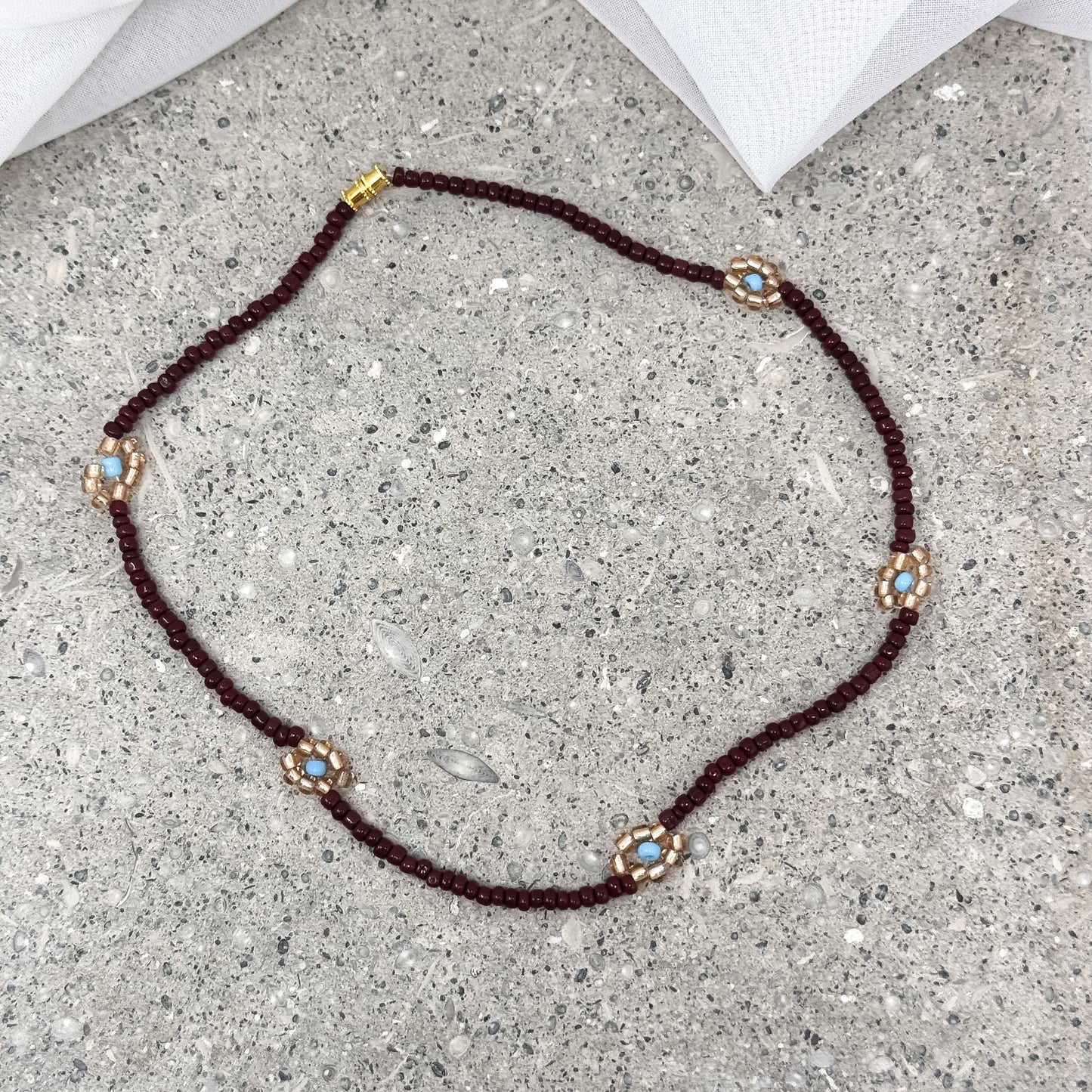 Collana chocker 33cm estiva fiorellini con pietre miyuki - Lumiere Bijoux