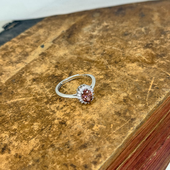 Anello principessa regolabile con zircone brown centrale in argento rodio - Lumiere Bijoux