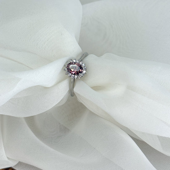 Anello principessa regolabile con zircone brown centrale in argento rodio - Lumiere Bijoux