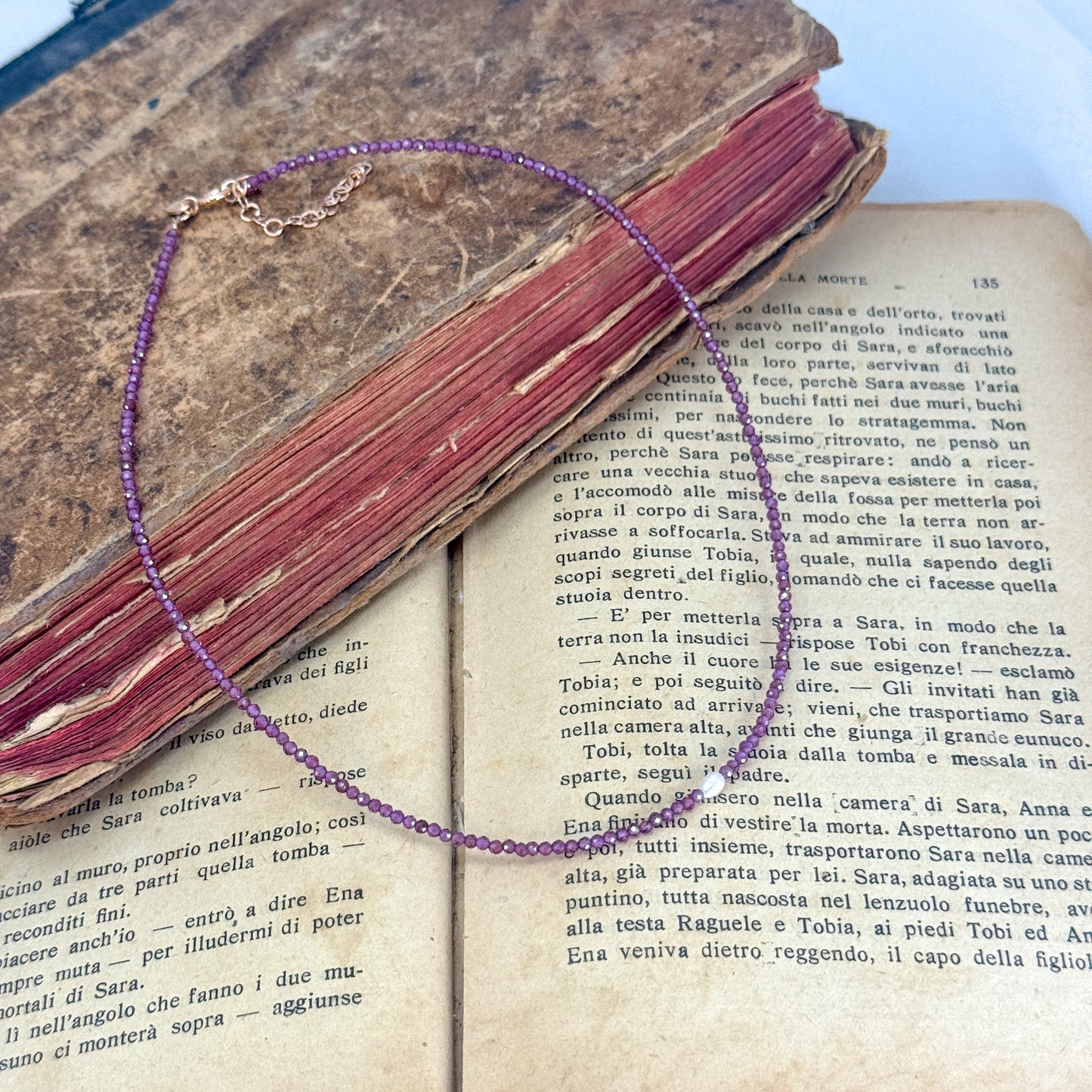 Collane choker Cristalli Colorati e Perla Risino centrale - 35cm - Lumiere Bijoux