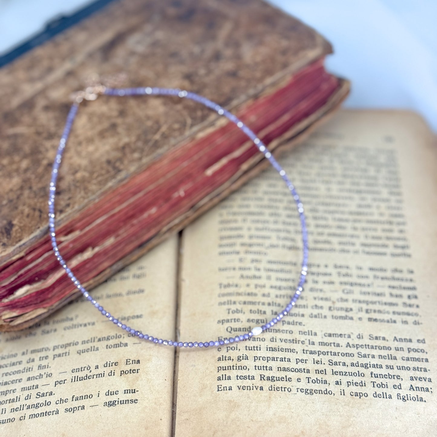 Collane choker Cristalli Colorati e Perla Risino centrale - 35cm - Lumiere Bijoux