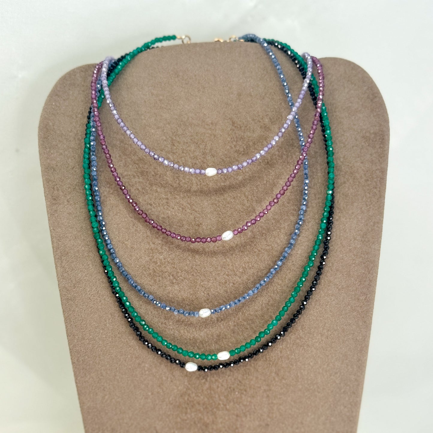 Collane choker Cristalli Colorati e Perla Risino centrale - 35cm - Lumiere Bijoux