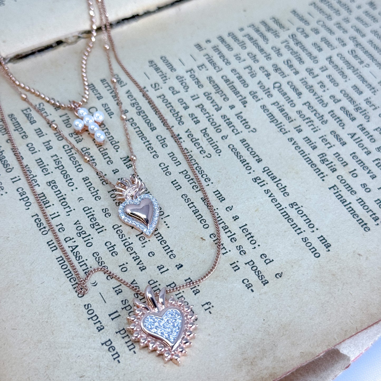 Collane con cuore sacro argento rosé e zirconi - Lumiere Bijoux