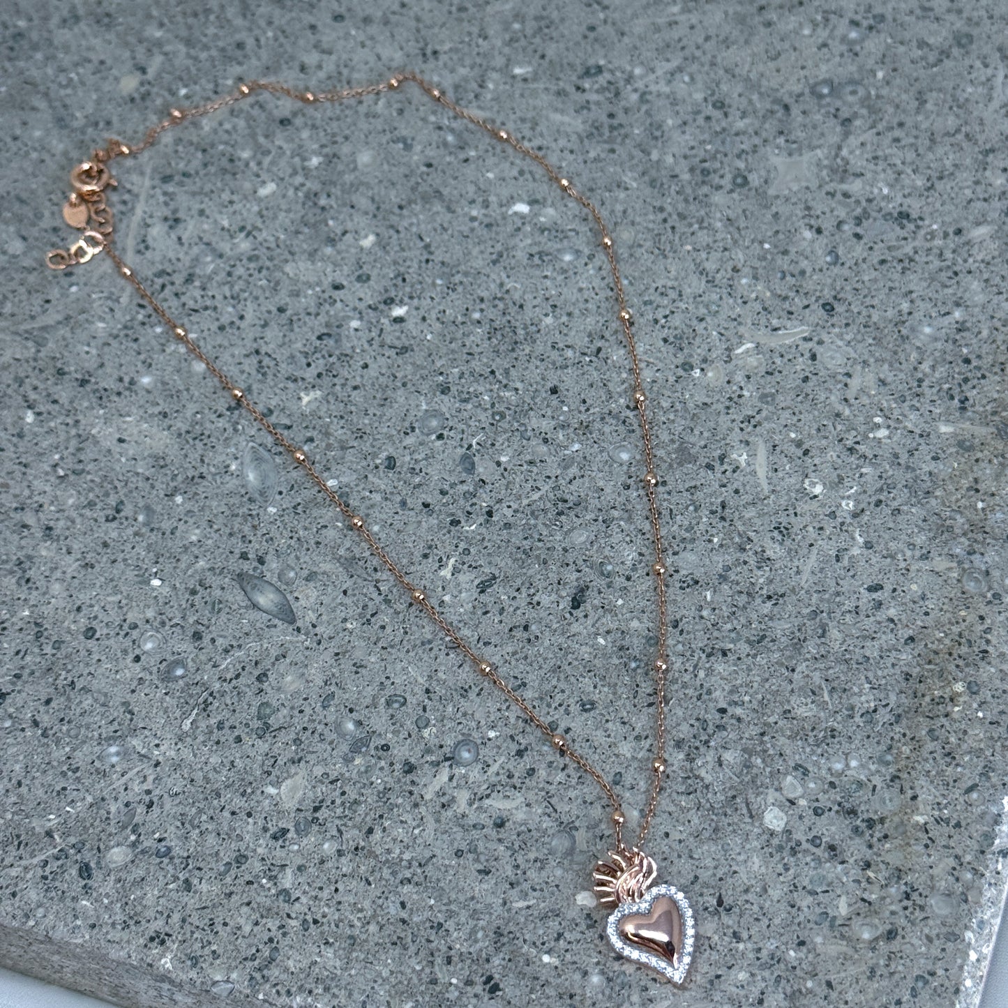 Collane con cuore sacro argento rosé e zirconi - Lumiere Bijoux