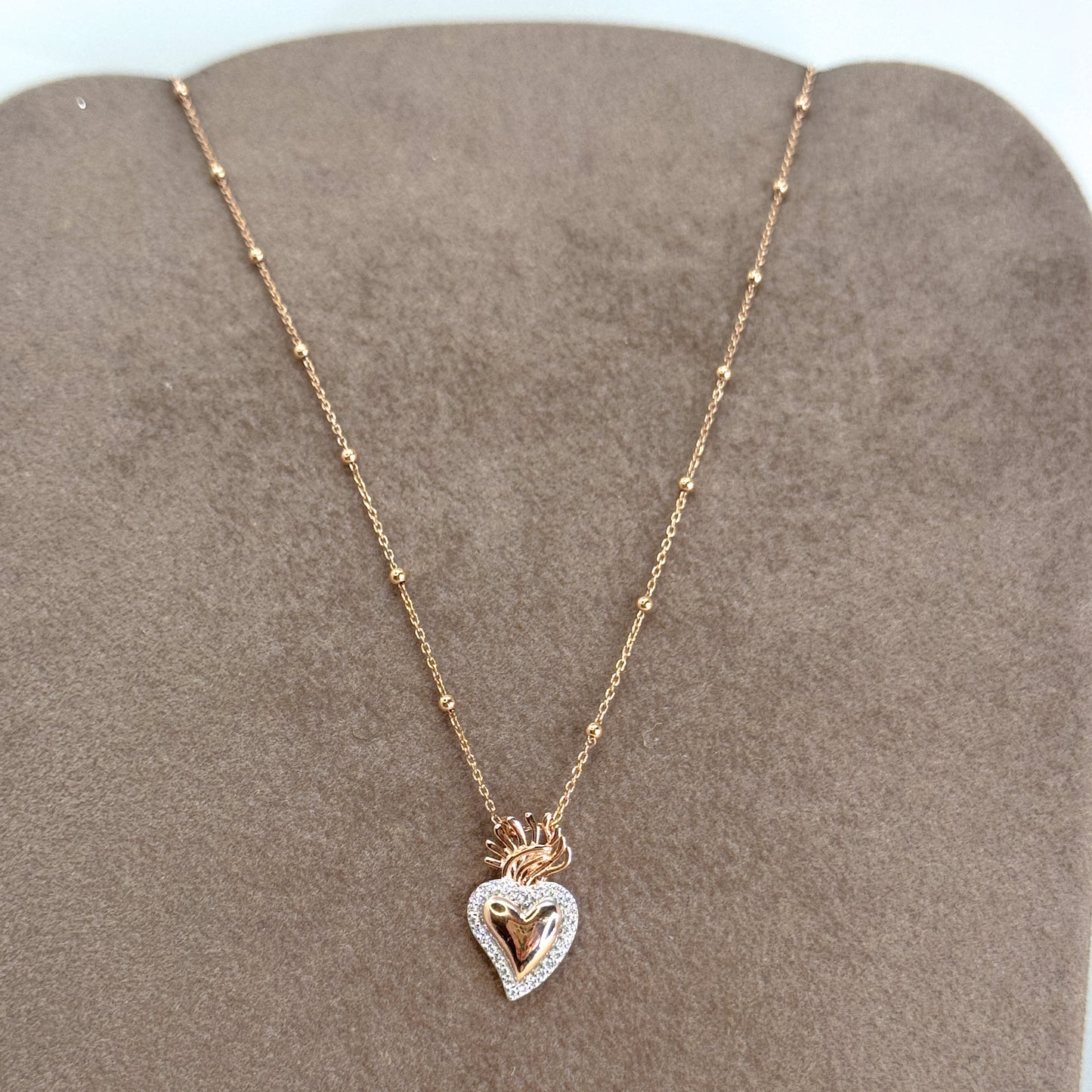 Collane con cuore sacro argento rosé e zirconi - Lumiere Bijoux