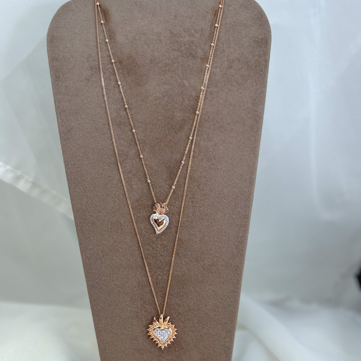 Collane con cuore sacro argento rosé e zirconi - Lumiere Bijoux