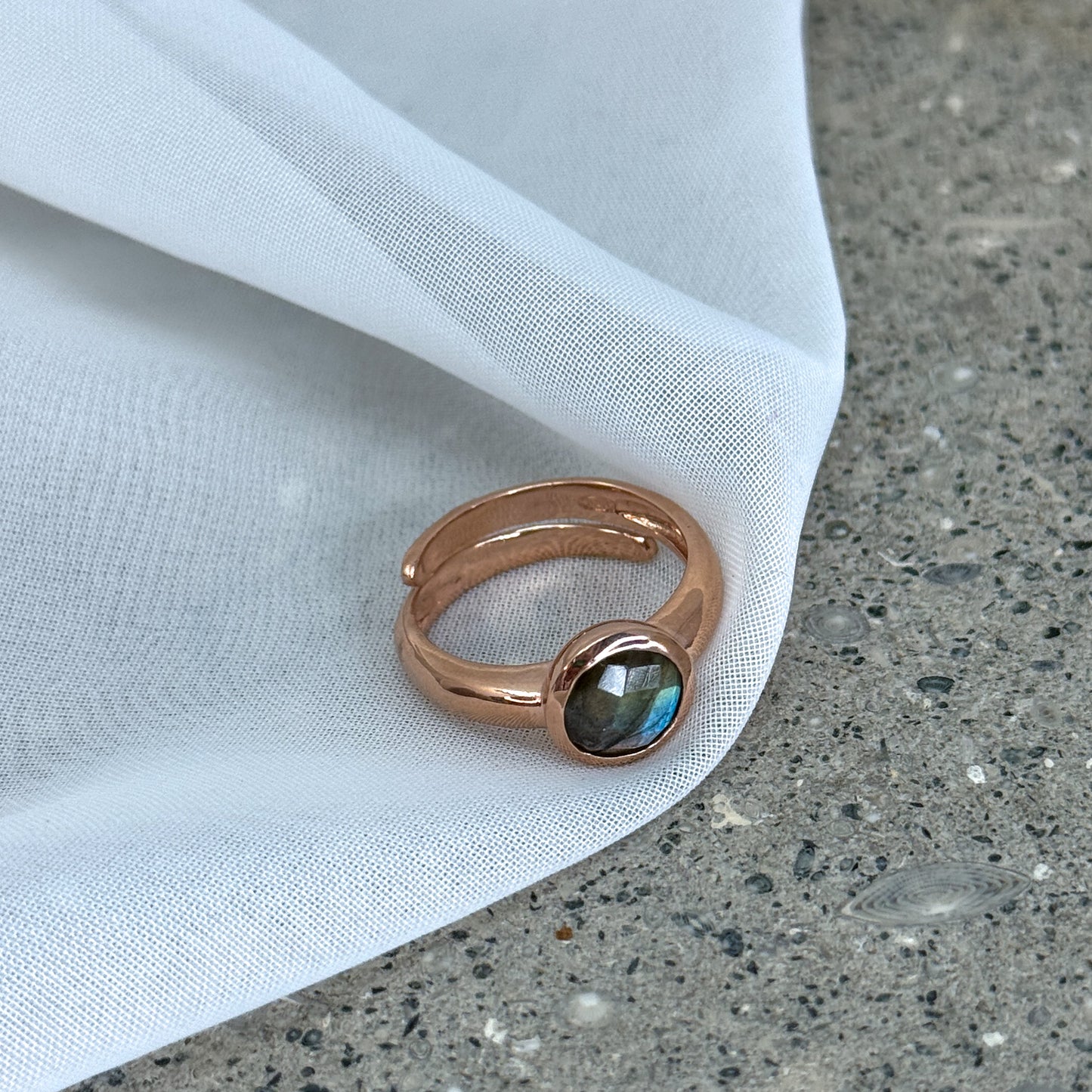 Anello regolabile con labradorite - Lumiere Bijoux