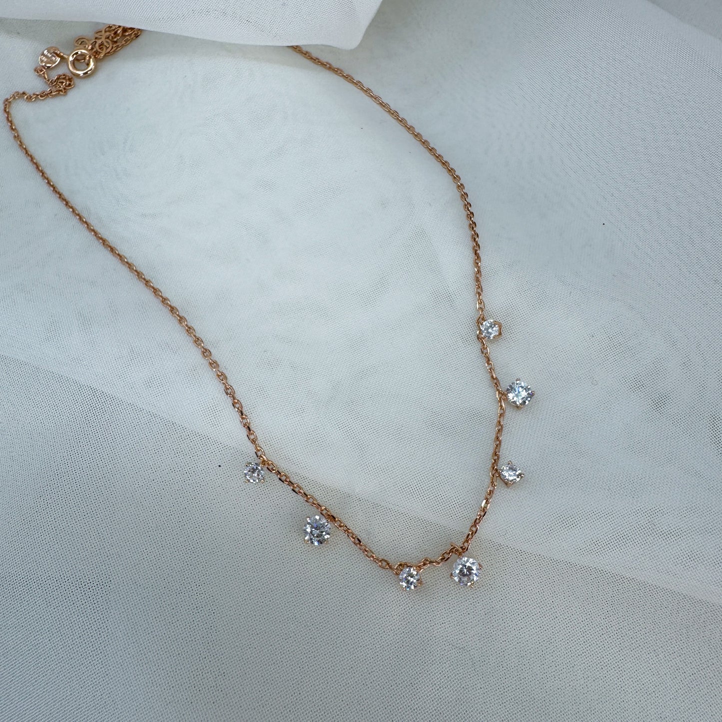 Collana choker catena rolò cm 35 con 7 punti luce pendenti - Lumiere Bijoux