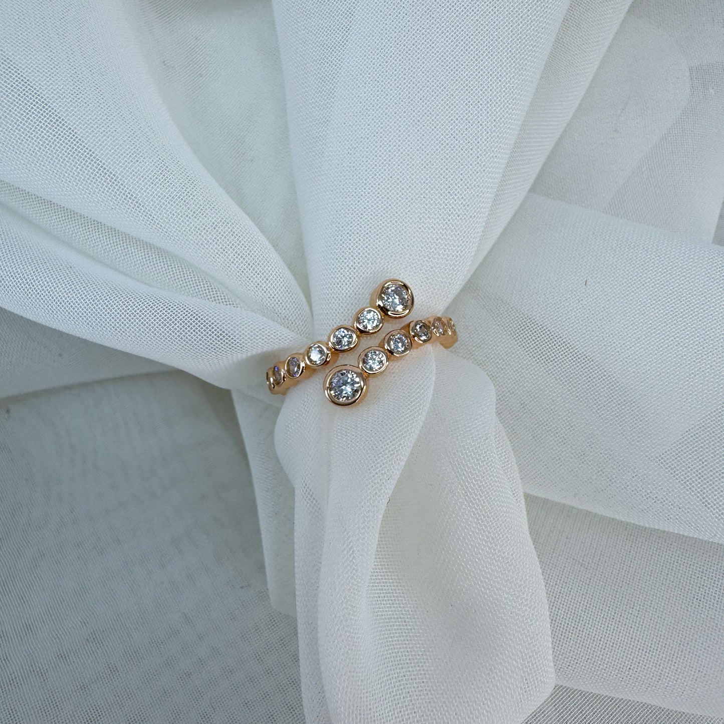 Anello contrarier con zirconi bolle - Lumiere Bijoux