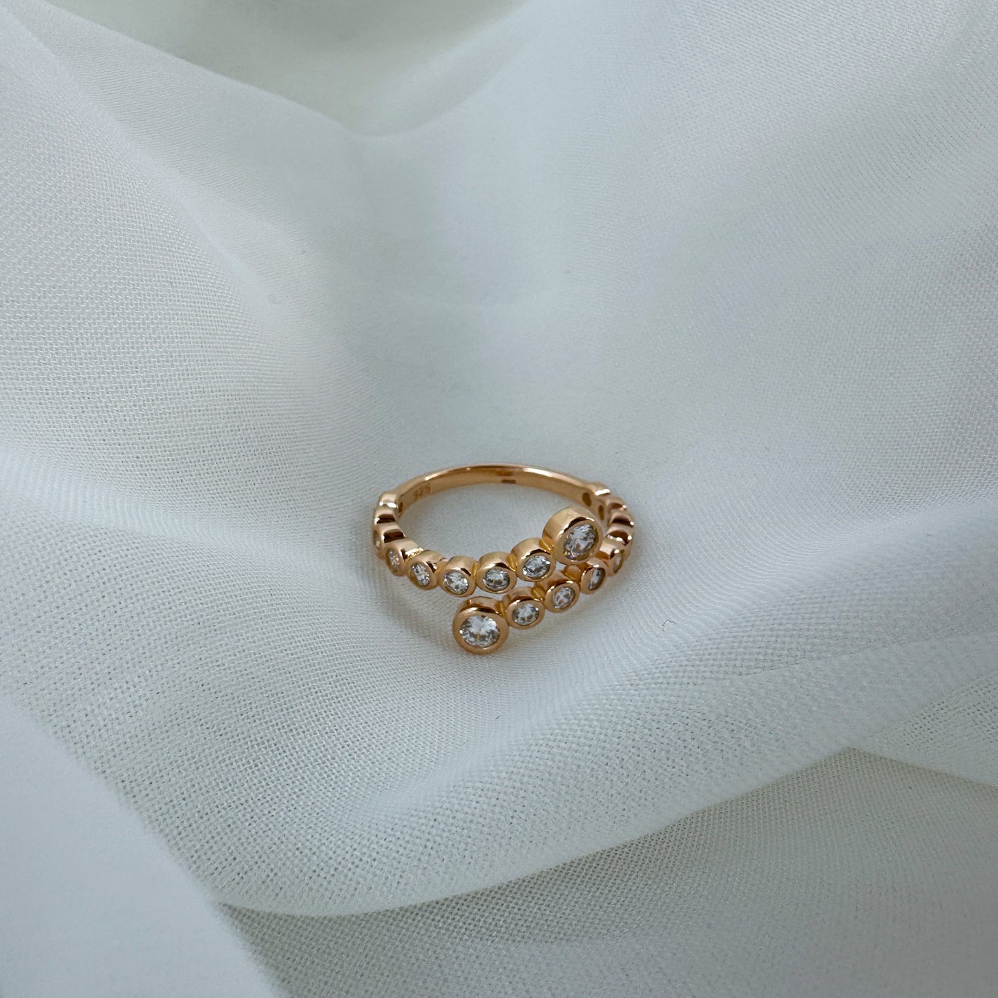 Anello contrarier con zirconi bolle - Lumiere Bijoux