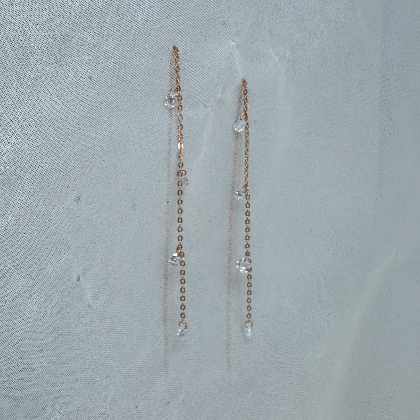 Coppia orecchini catenella con 4 zirconi pendenti - Lumiere Bijoux