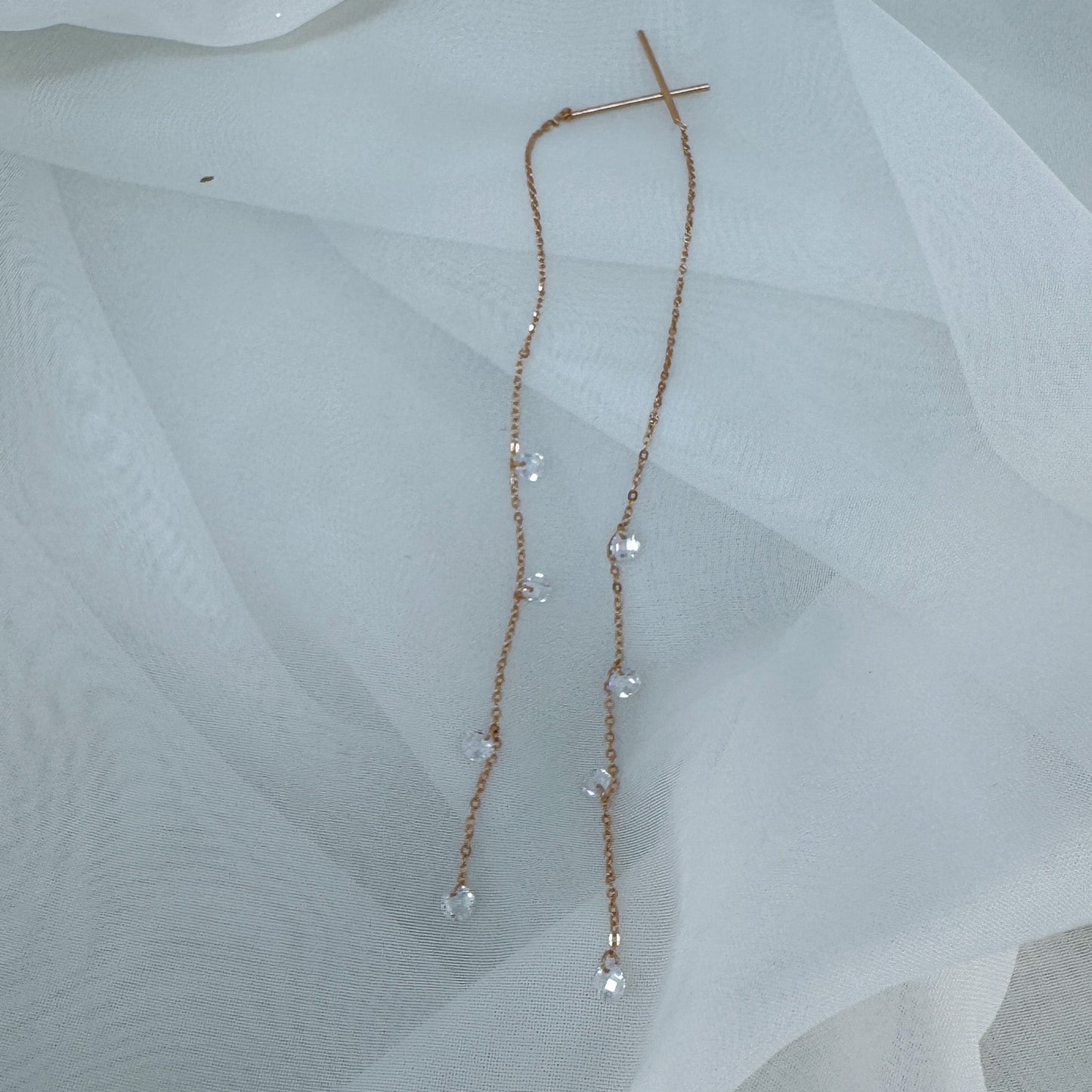 Coppia orecchini catenella con 4 zirconi pendenti - Lumiere Bijoux