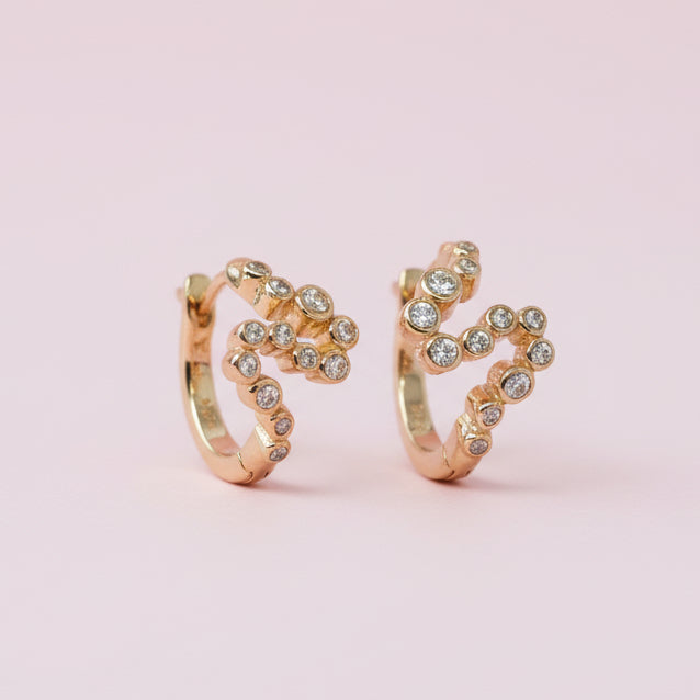 Coppia orecchini cerchietto zirconi bolle a esse - Lumiere Bijoux