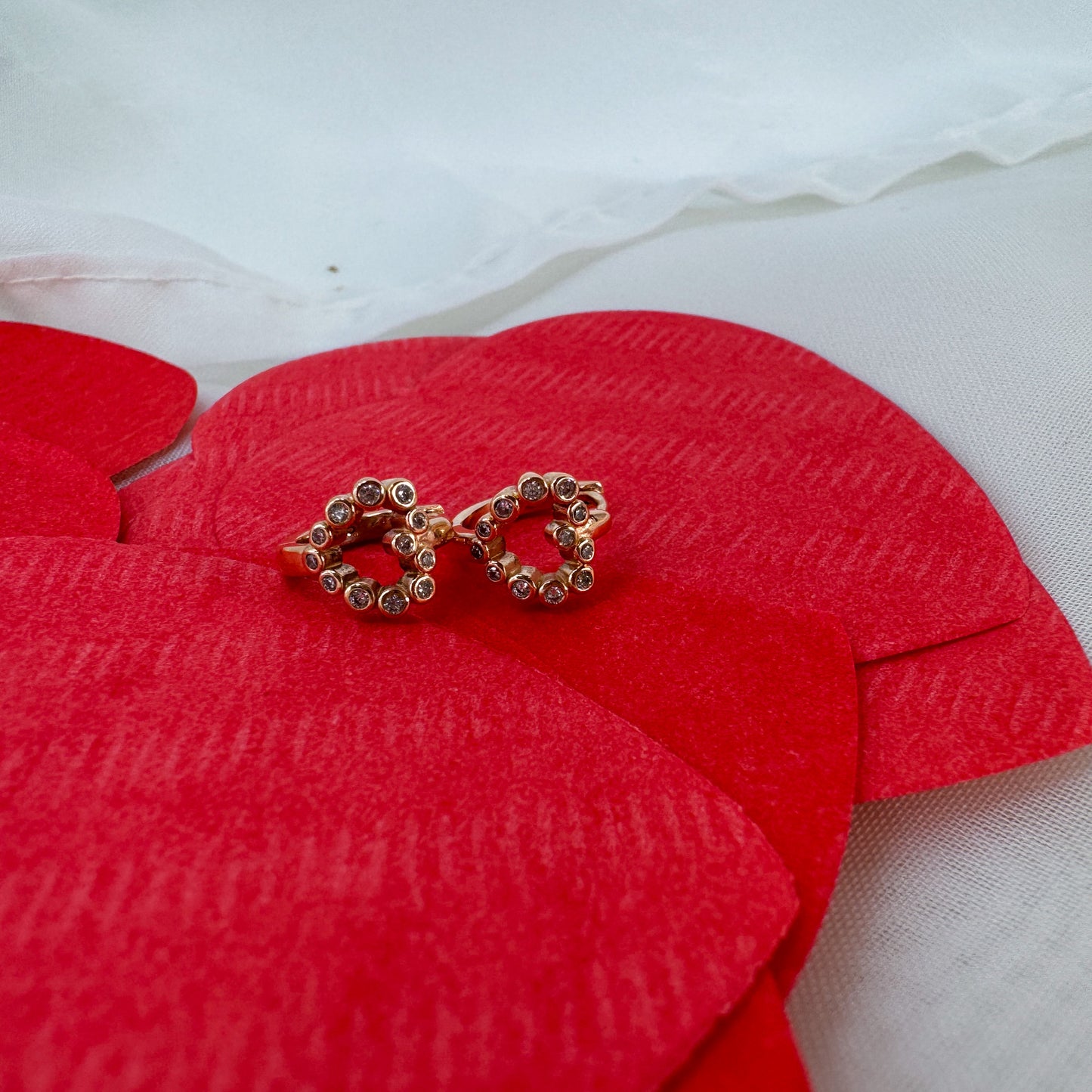 Coppia orecchini cerchietto cuore zirconi bolle - Lumiere Bijoux