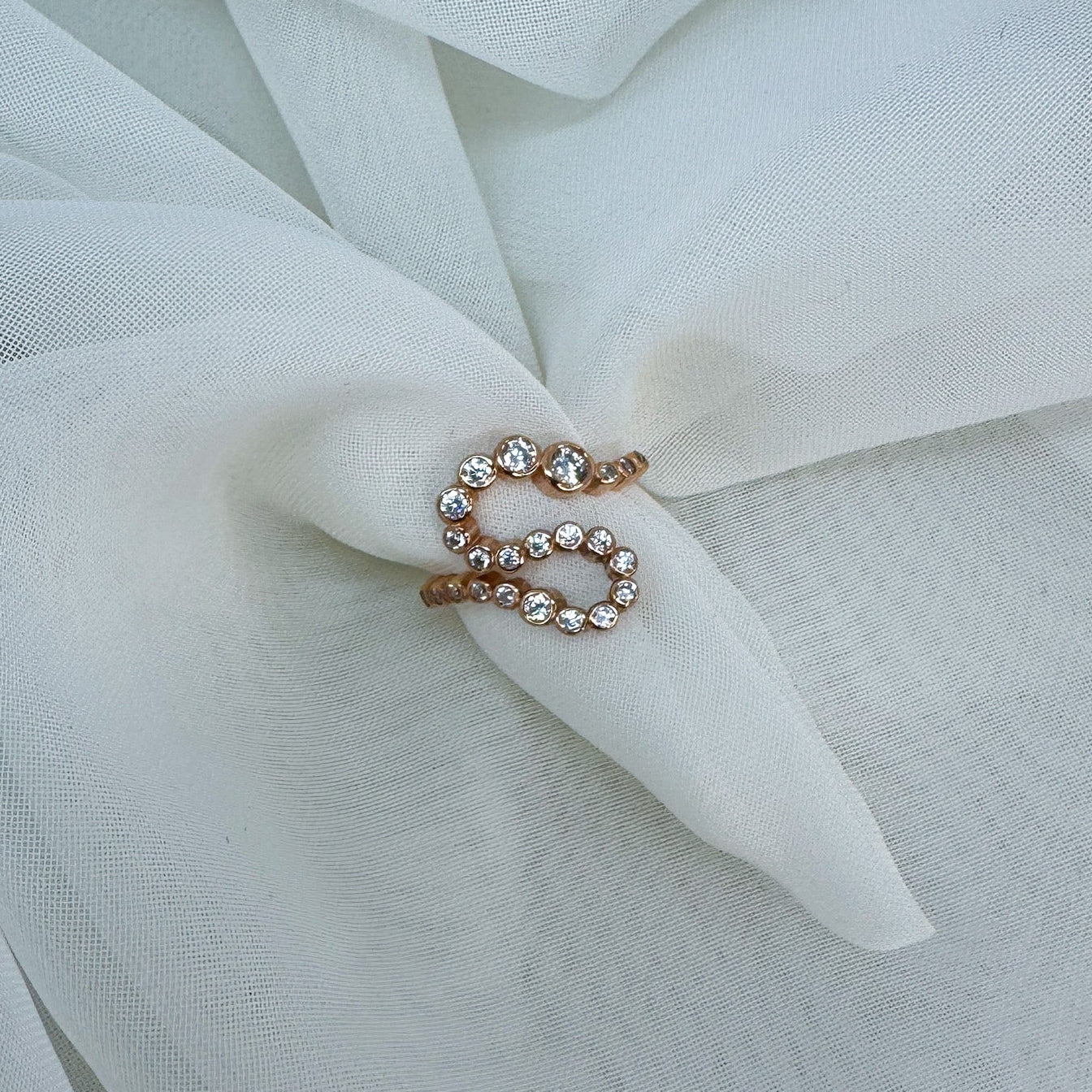 Anello regolabile con esse di zirconi bolle - Lumiere Bijoux