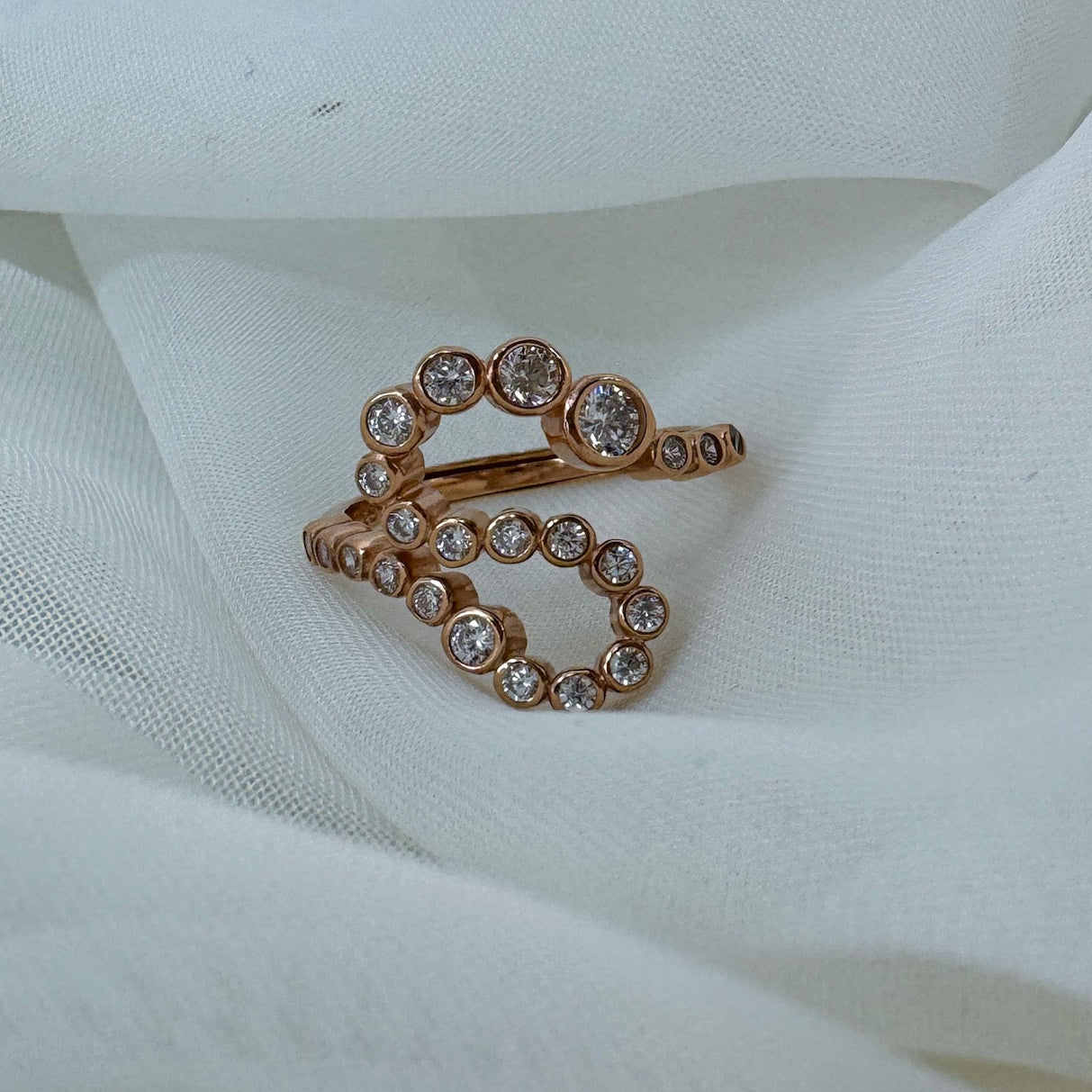 Anello regolabile con esse di zirconi bolle - Lumiere Bijoux