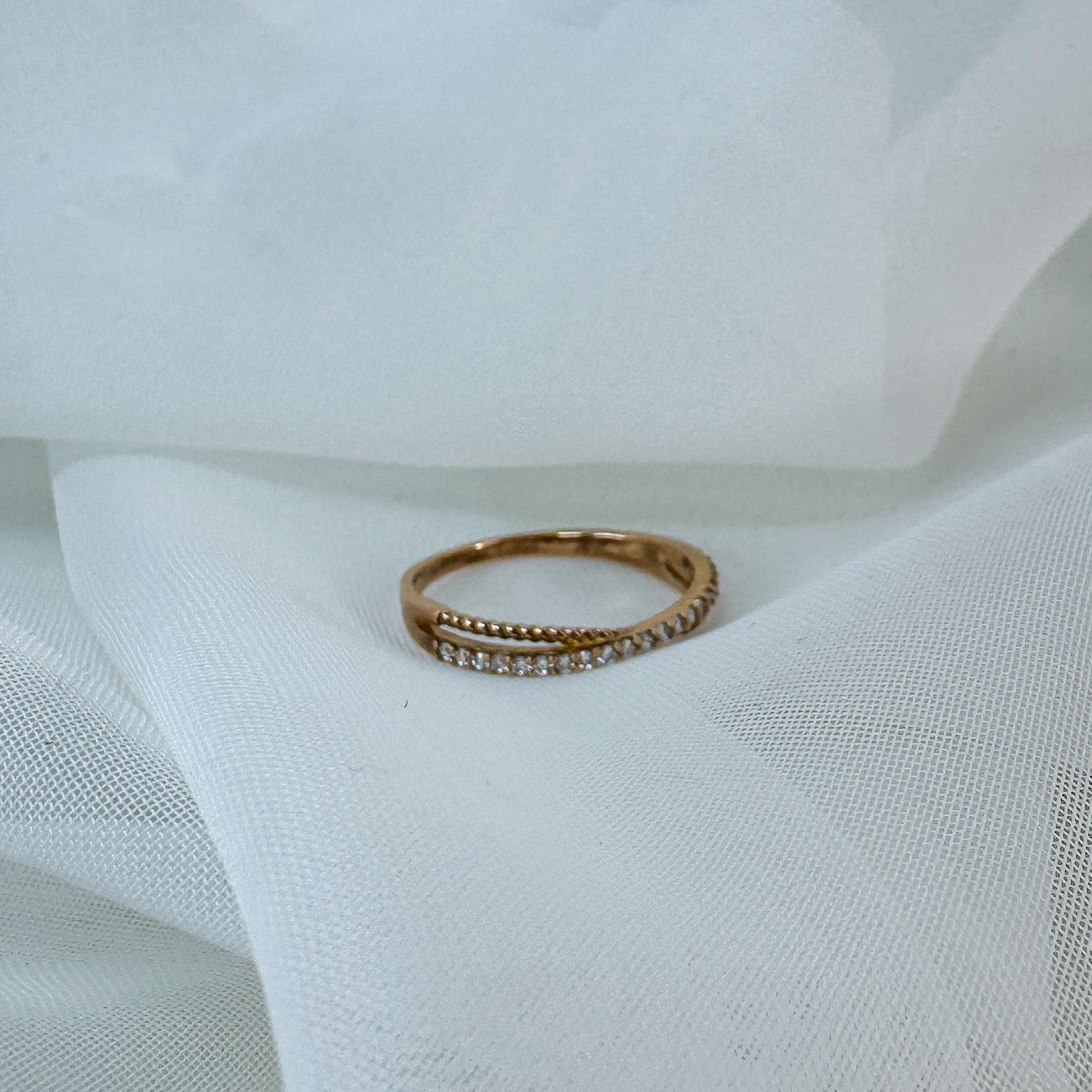 Anello incrociato un filo zirconi un filo torchon - Lumiere Bijoux