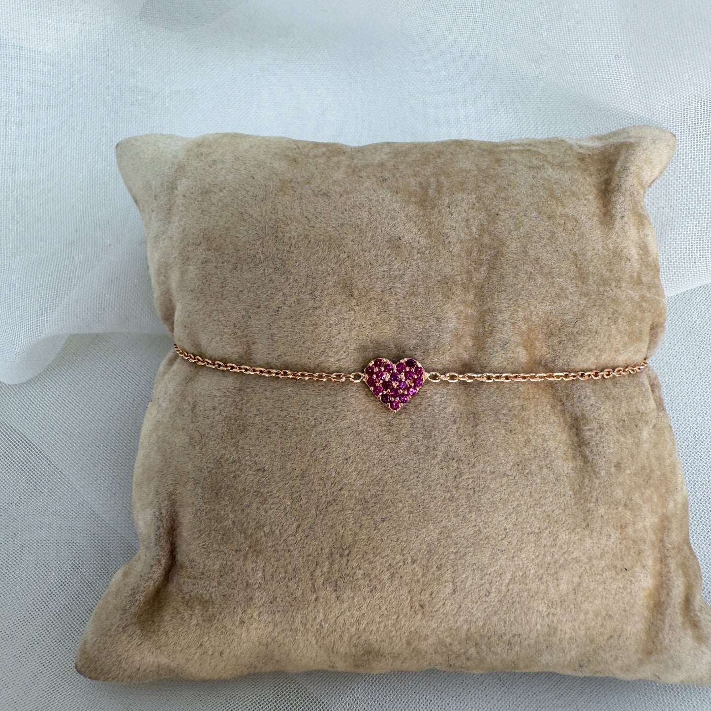 Bracciale catena rolò con cuore zirconi in linea - Lumiere Bijoux