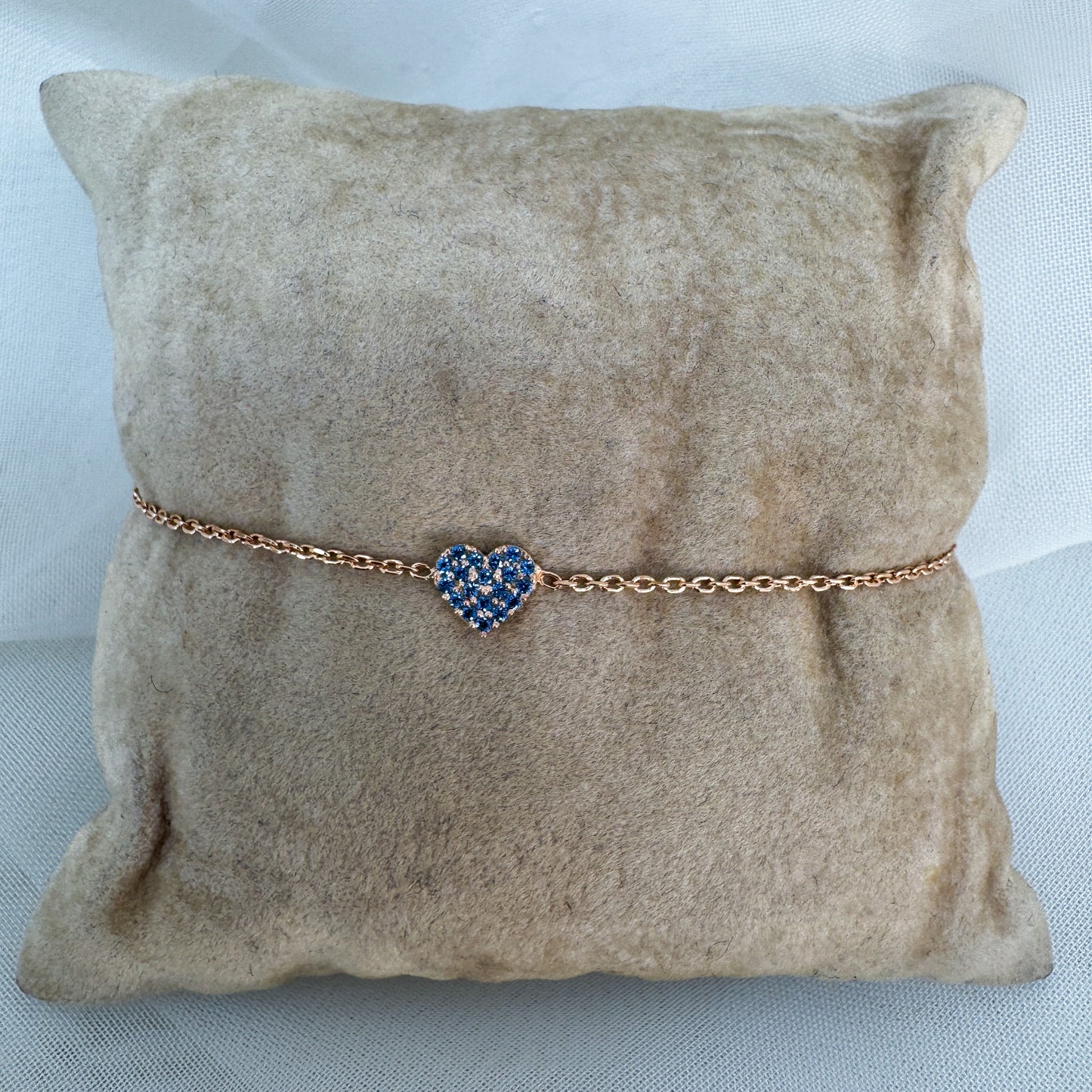 Bracciale catena rolò con cuore zirconi in linea - Lumiere Bijoux