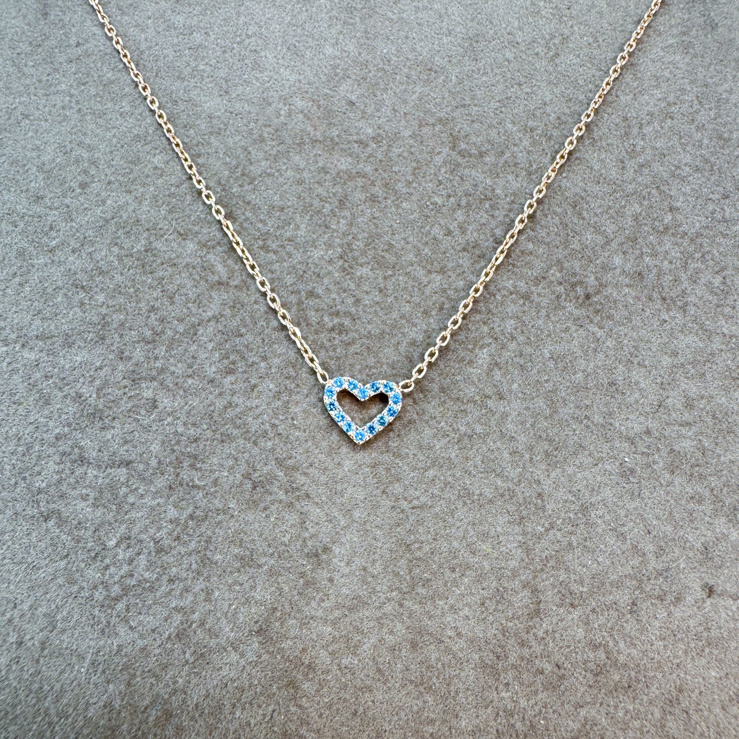 Collana choker catena rolò cm 35 con micro cuore vuoto con zirconi - Lumiere Bijoux