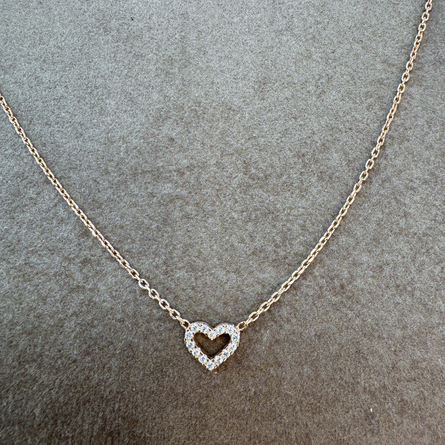 Collana choker catena rolò cm 35 con micro cuore vuoto con zirconi - Lumiere Bijoux