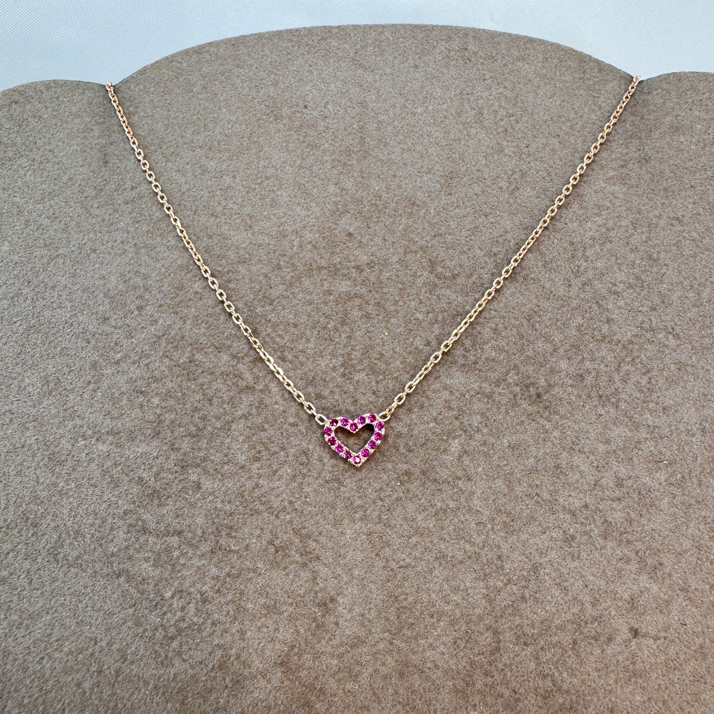 Collana choker catena rolò cm 35 con micro cuore vuoto con zirconi - Lumiere Bijoux