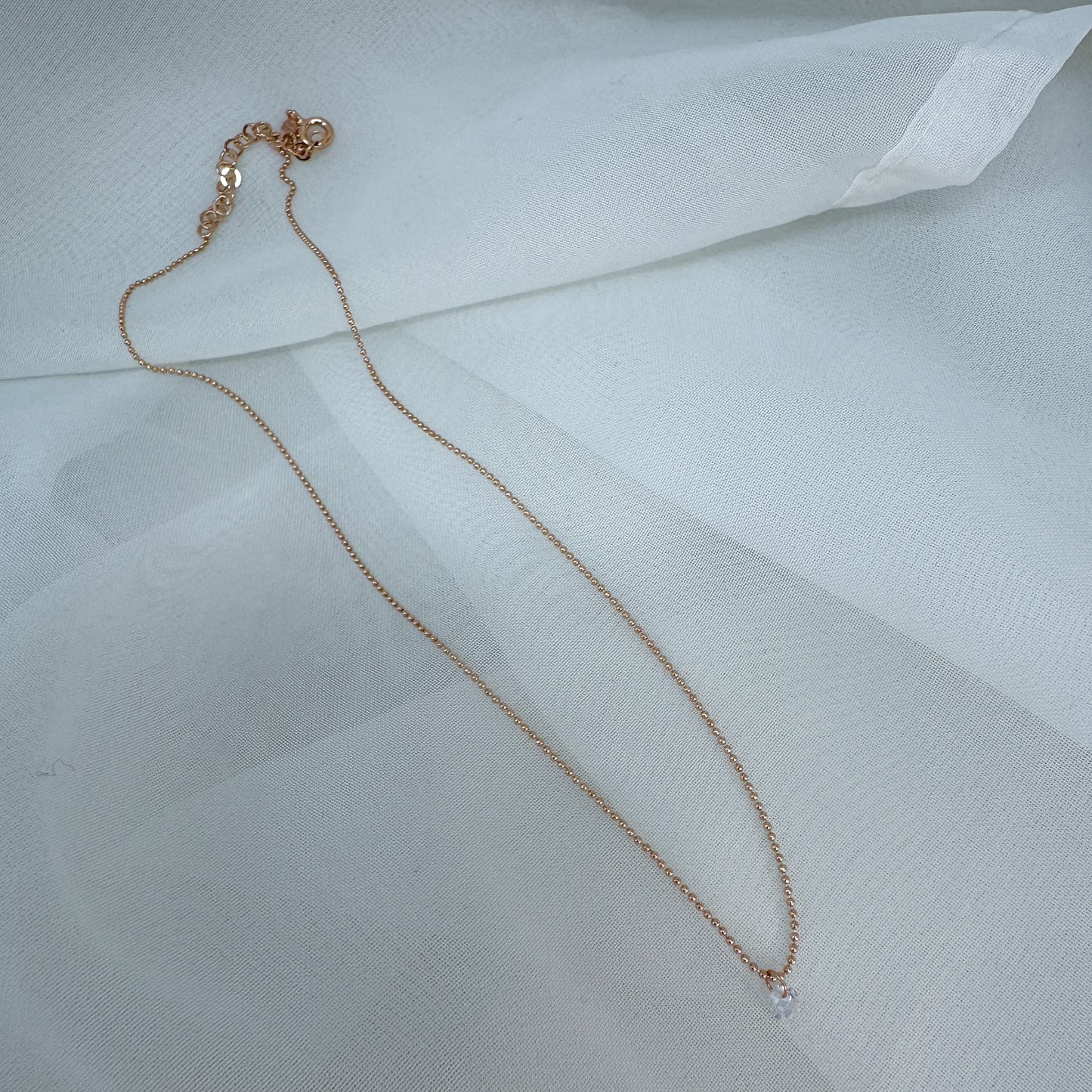 Collana micro catena militare diamantata cm 35 con zircone pendente - Lumiere Bijoux