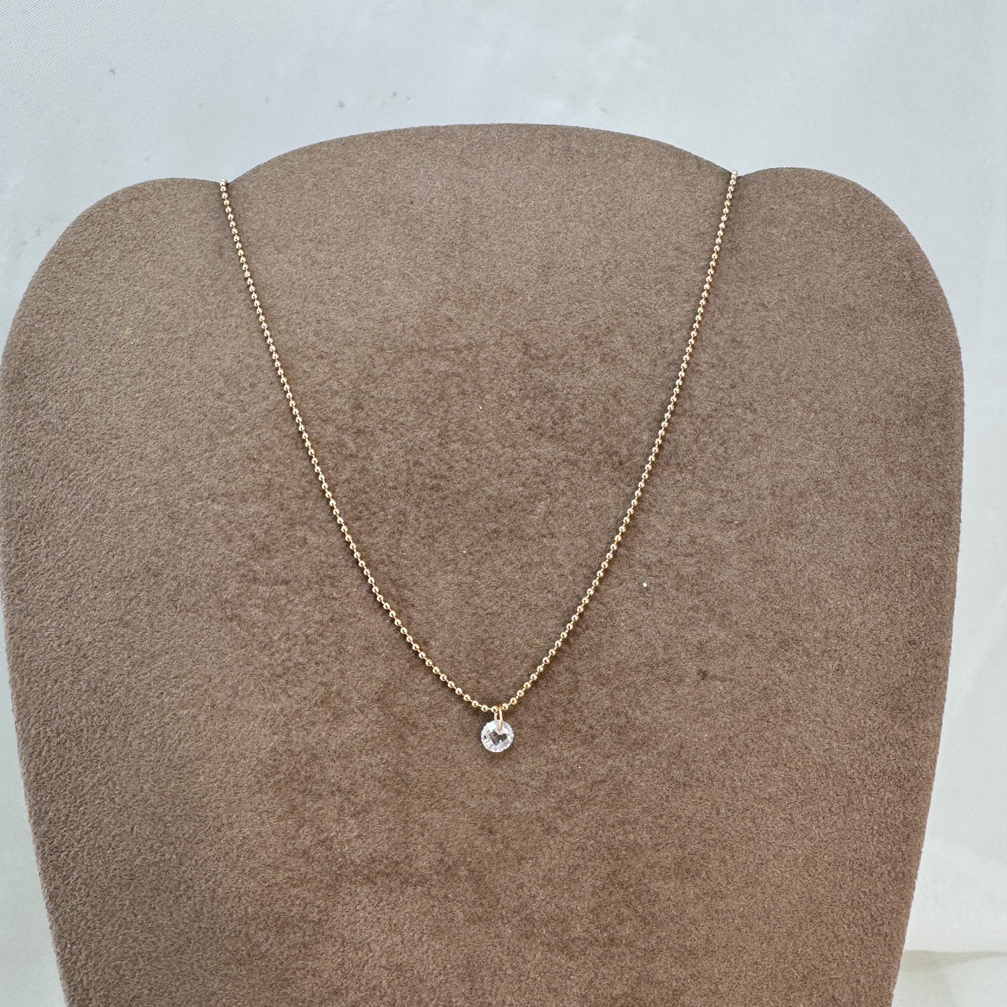 Collana micro catena militare diamantata cm 35 con zircone pendente - Lumiere Bijoux